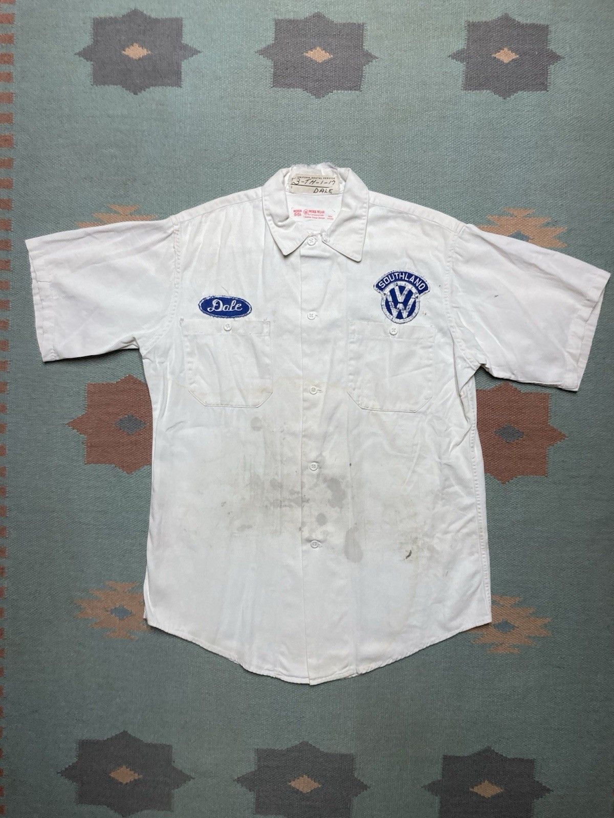 Vintage 1950s 60s work shirt Volkswagen patch white twill medium Size US M / EU 48-50 / 2 - 1 Thumbnail
