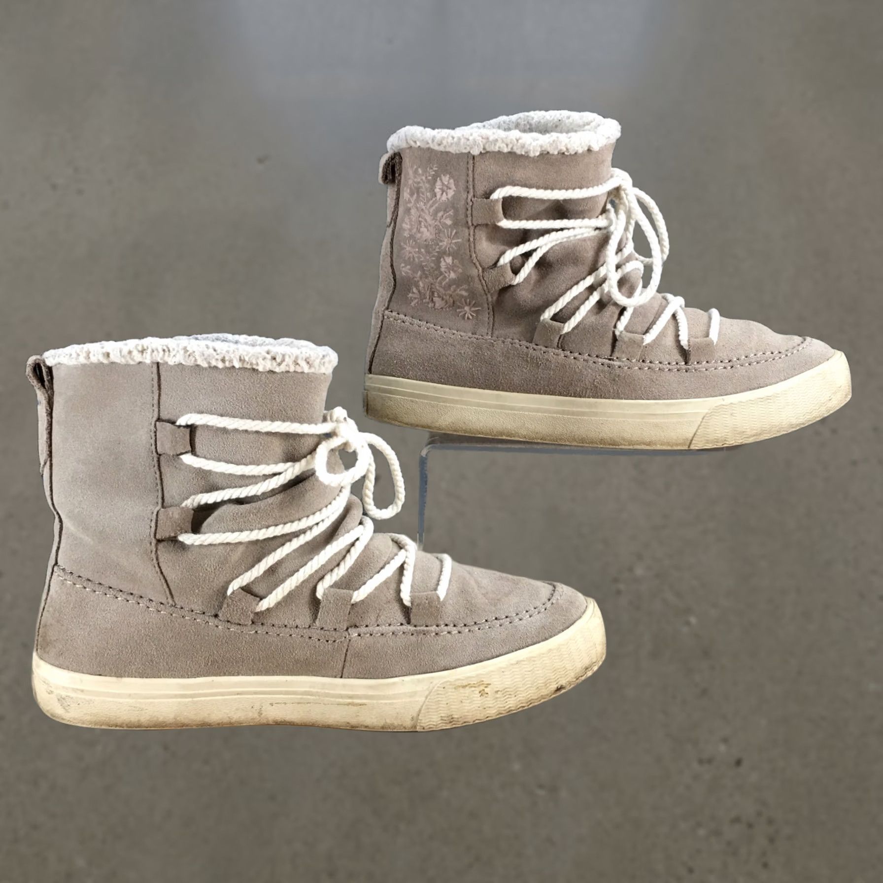 Toms TOMS Winter Boots Womens 7.5 Alpine Desert Taupe Lace Up Suede Faux Shearling Desert Boots Size US 8 / IT 38 - 1 Thumbnail