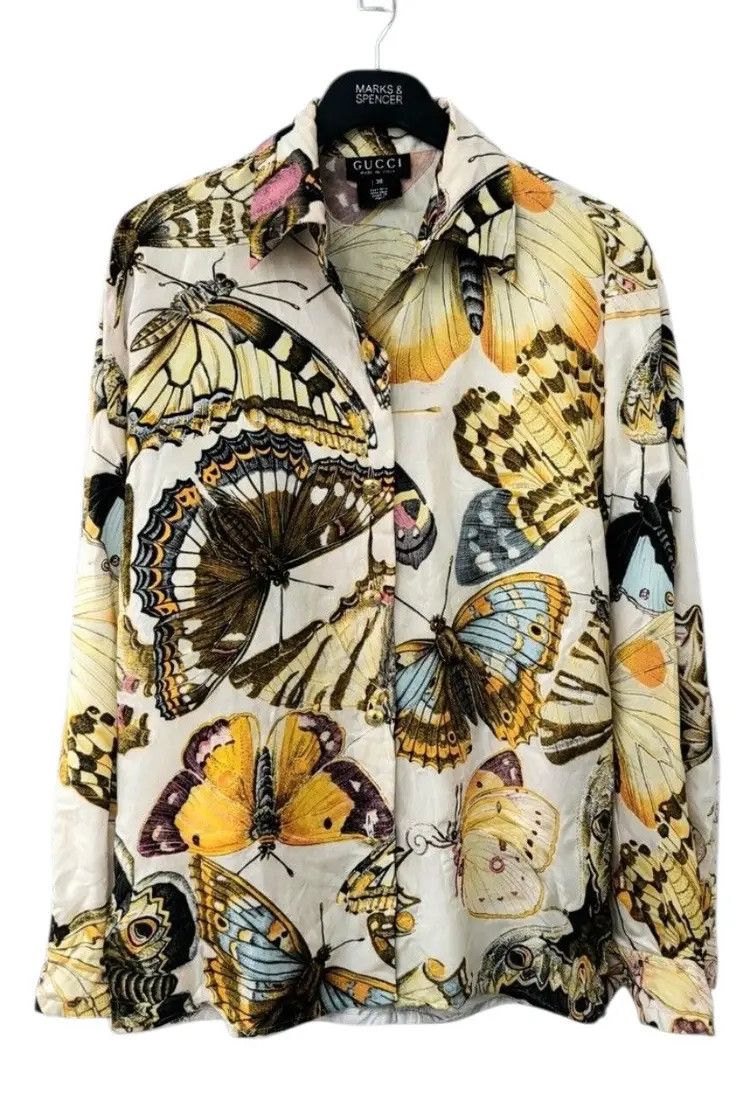 Gucci Vintage archive 1990 Gucci animal print butterfly silkshirt Size S / US 4 / IT 40 - 6 Thumbnail
