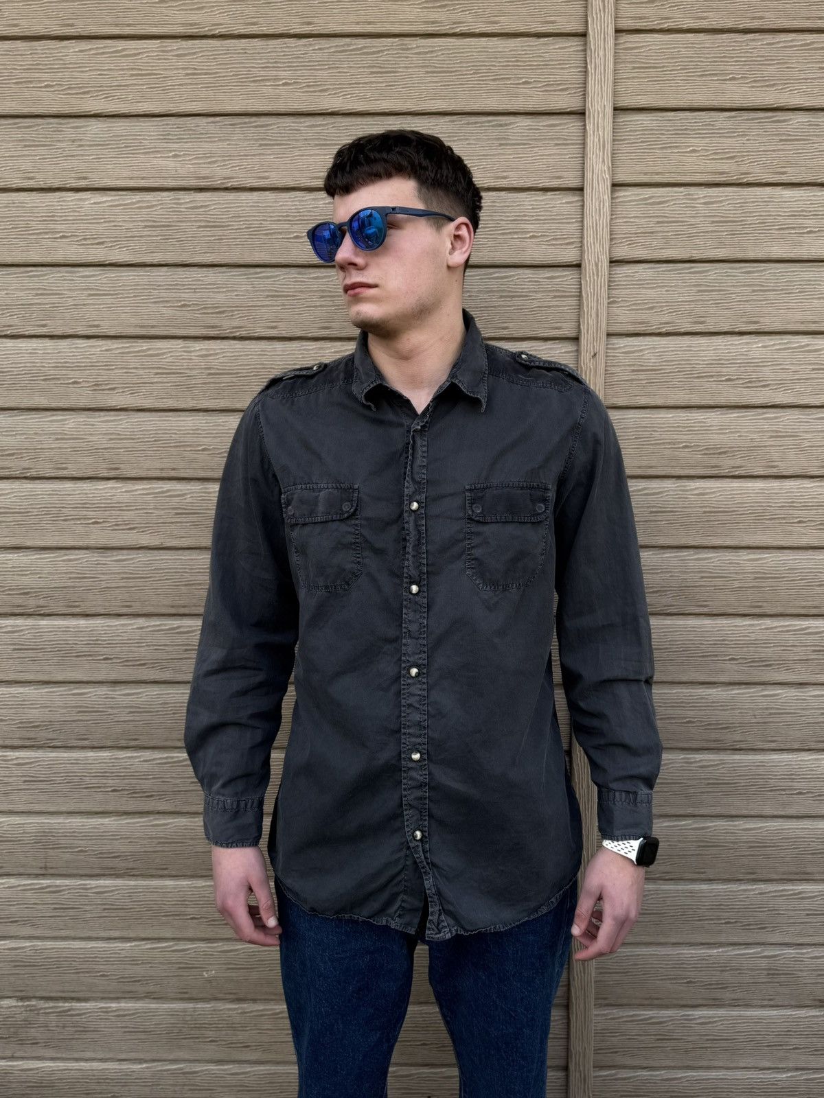 Prada Vintage Prada Military Shirt Utility Cotton Men 45 L Rare Size US L / EU 52-54 / 3 - 1 Thumbnail