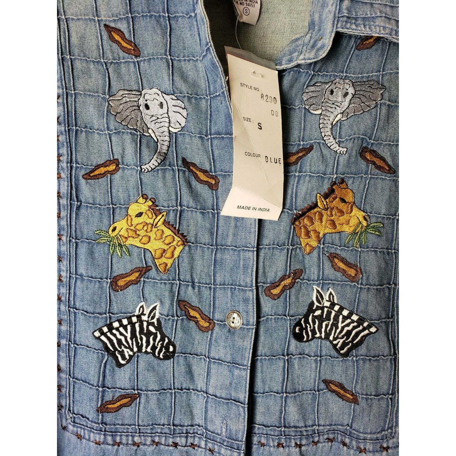 Other Sara Studio Womens Denim Top S Safari Zoo Animals Vintage Lo Size S / US 4 / IT 40 - 5 Thumbnail