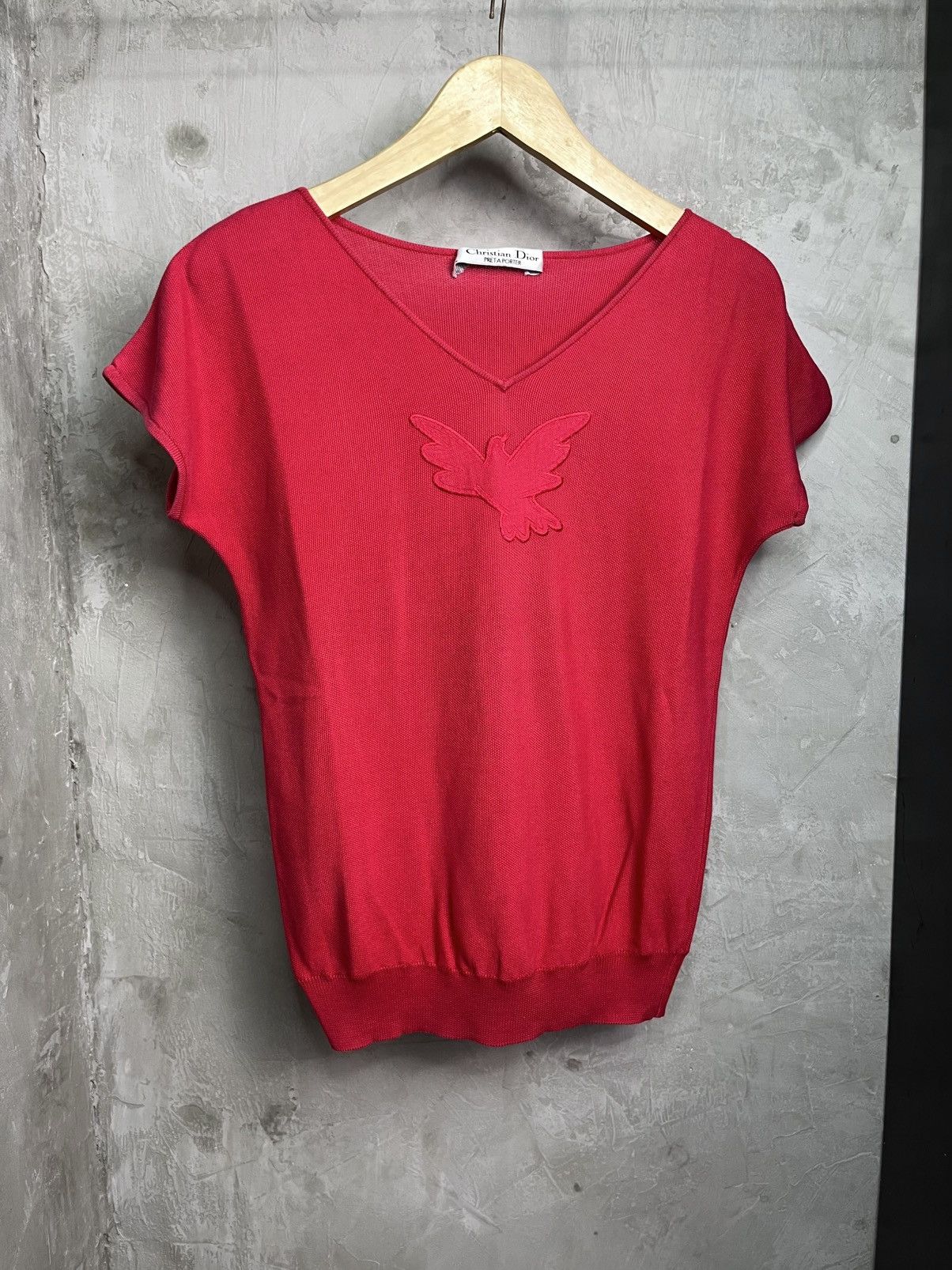 Dior Christian Dior Prêt à Porter Embroidered Dove Knit Top 1980s Size M / US 6-8 / IT 42-44 - 1 Thumbnail