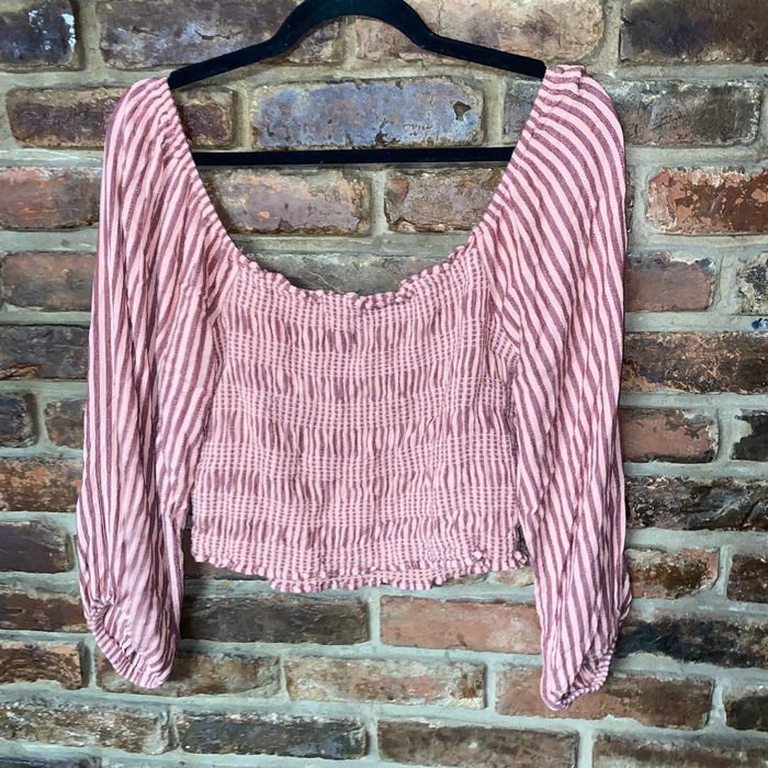 Aerie Long Sleeve Pretty Smocked Top