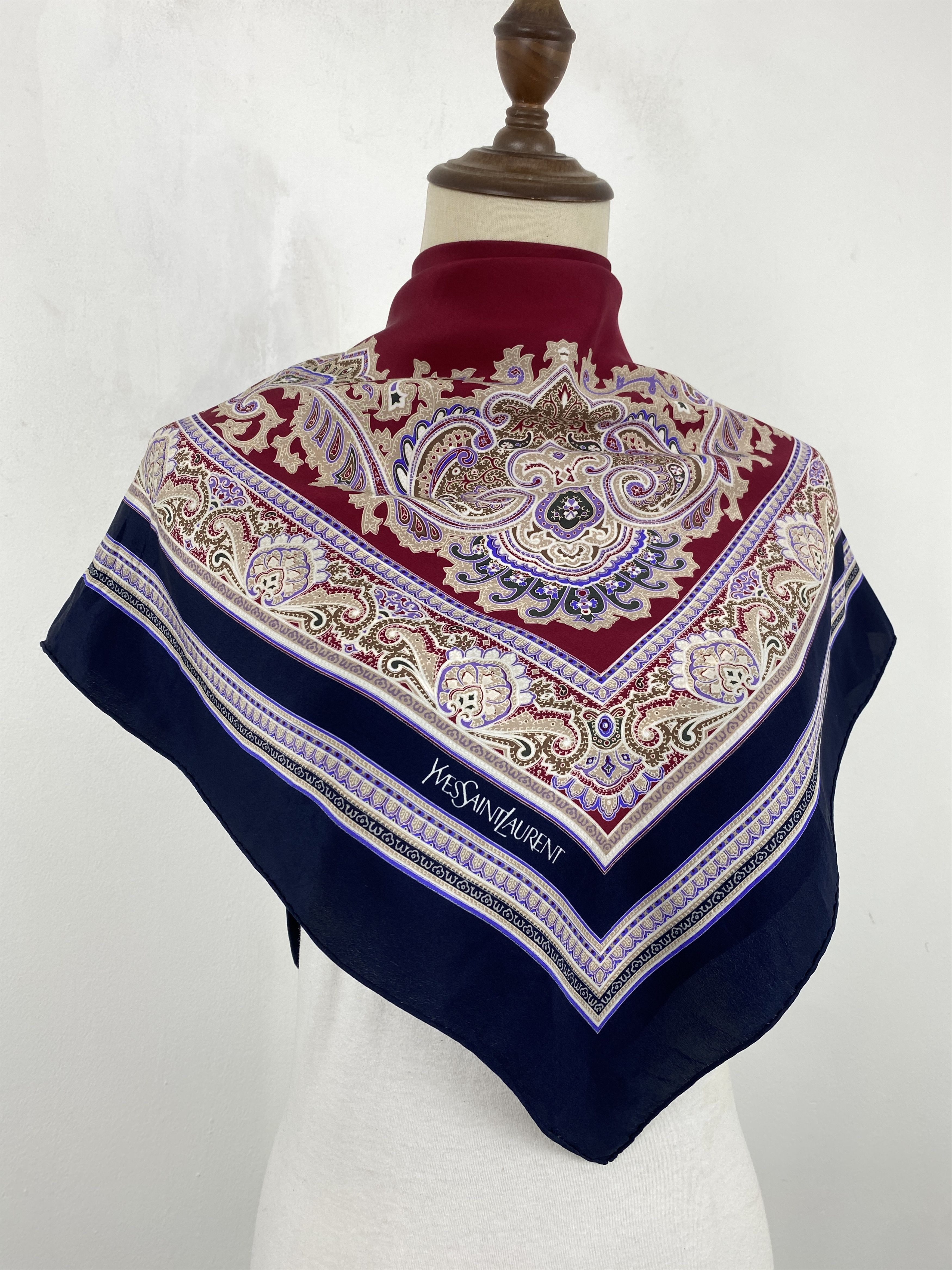 Vintage × Yves Saint Laurent Vintage Yves Saint Laurent Silk Scarf SN0009 Size ONE SIZE - 2 Thumbnail