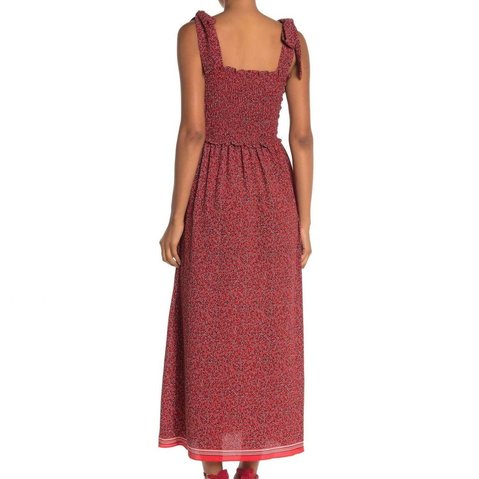 Other Max Studio Tie Strap Smocked Bodice Maxi Dress in Red Color Size L / US 10 / IT 46 - 2 Thumbnail