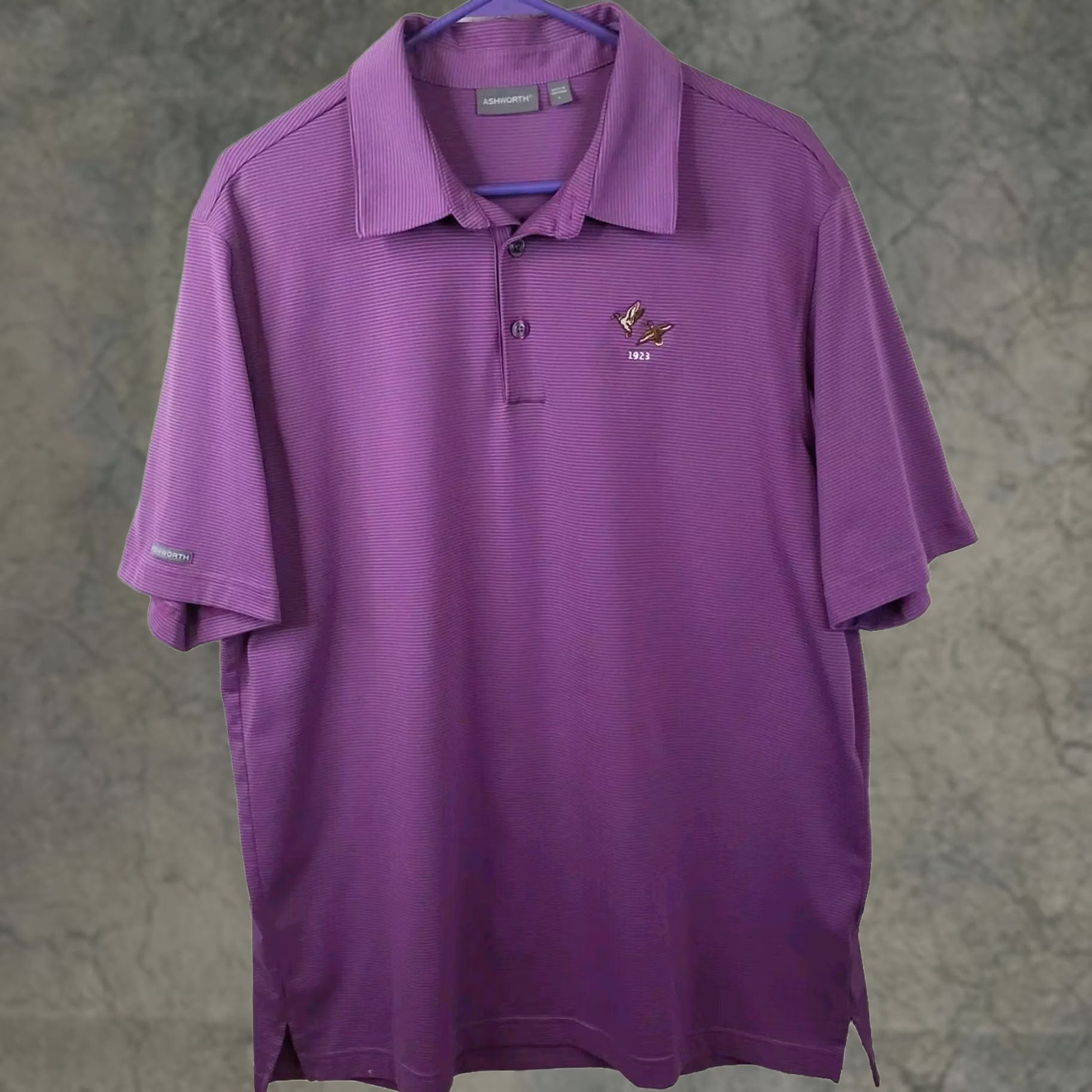 Vintage Ashworth Polo Shirt Purple Striped Short Sleeve Embroidered Mens L Button Closure Collared Polo Golf Shirt JS Size US L / EU 52-54 / 3 - 1 Thumbnail