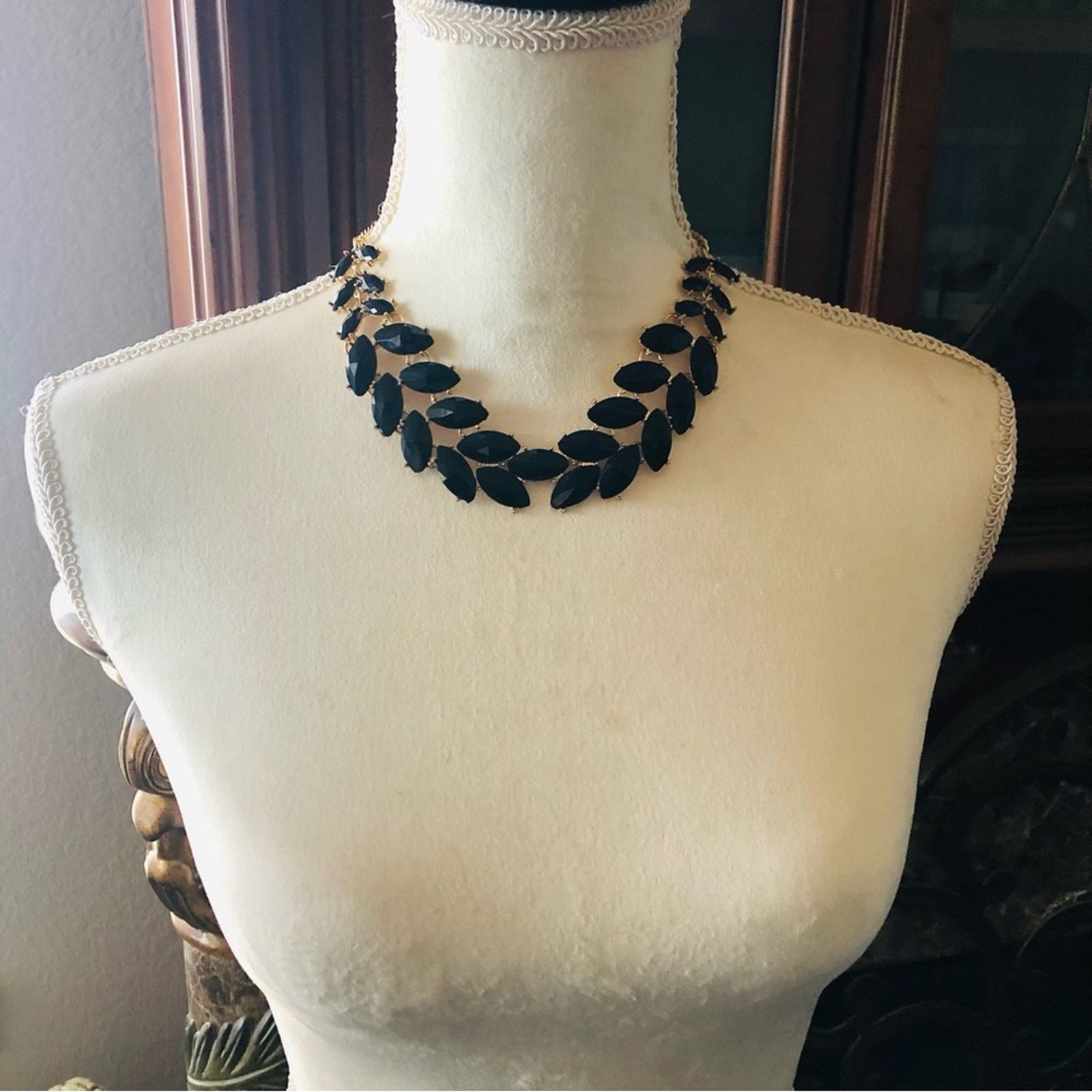 Jewelry Black marquis glass stone bib necklace Size ONE SIZE - 6 Thumbnail