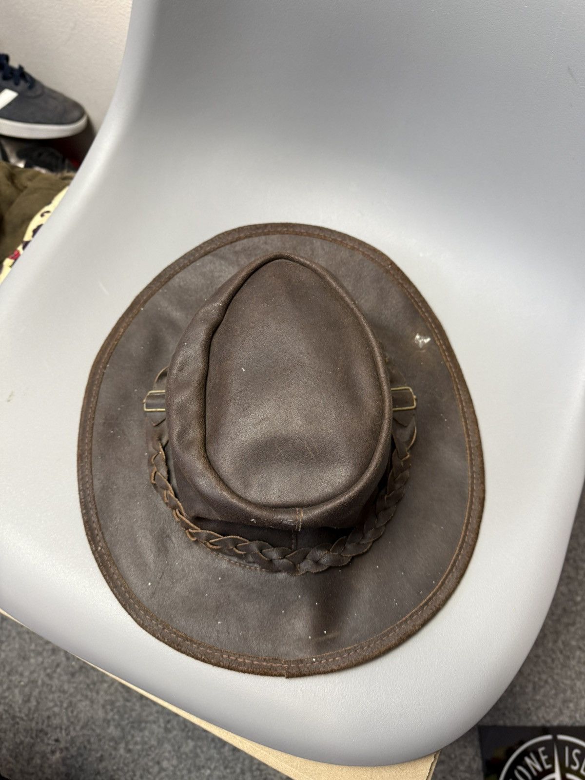 Leather American Cowboy Hat Australian Western Aussie Brown Leather Size ONE SIZE - 6 Thumbnail