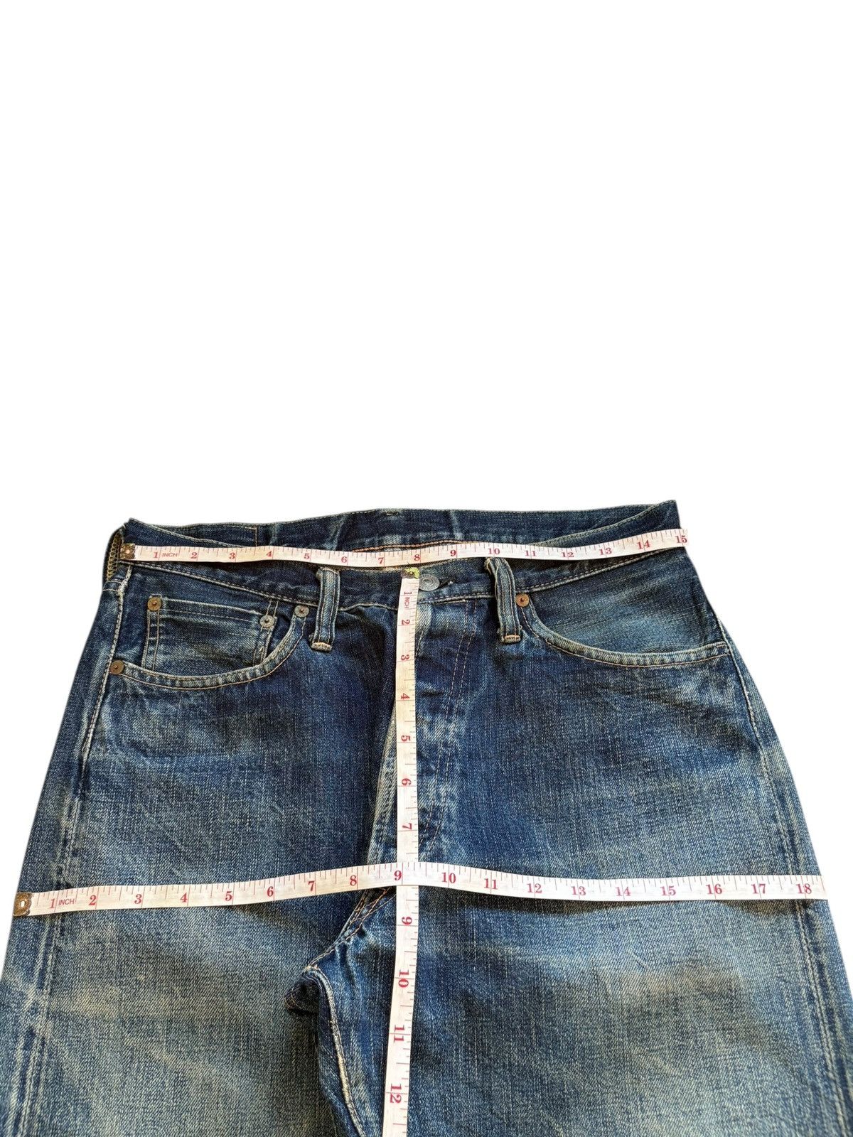 Full Count & Co. Vintage Full Count Selvedge Mud Wash Distressed Loose Jeans Size US 30 / EU 46 - 11 Thumbnail