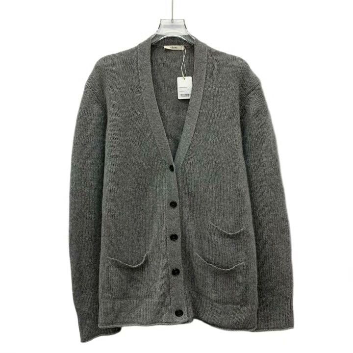 Celine Celine Gray Cashmere V-Neck Cardigan Size L / US 10 / IT 46 - 1 Thumbnail