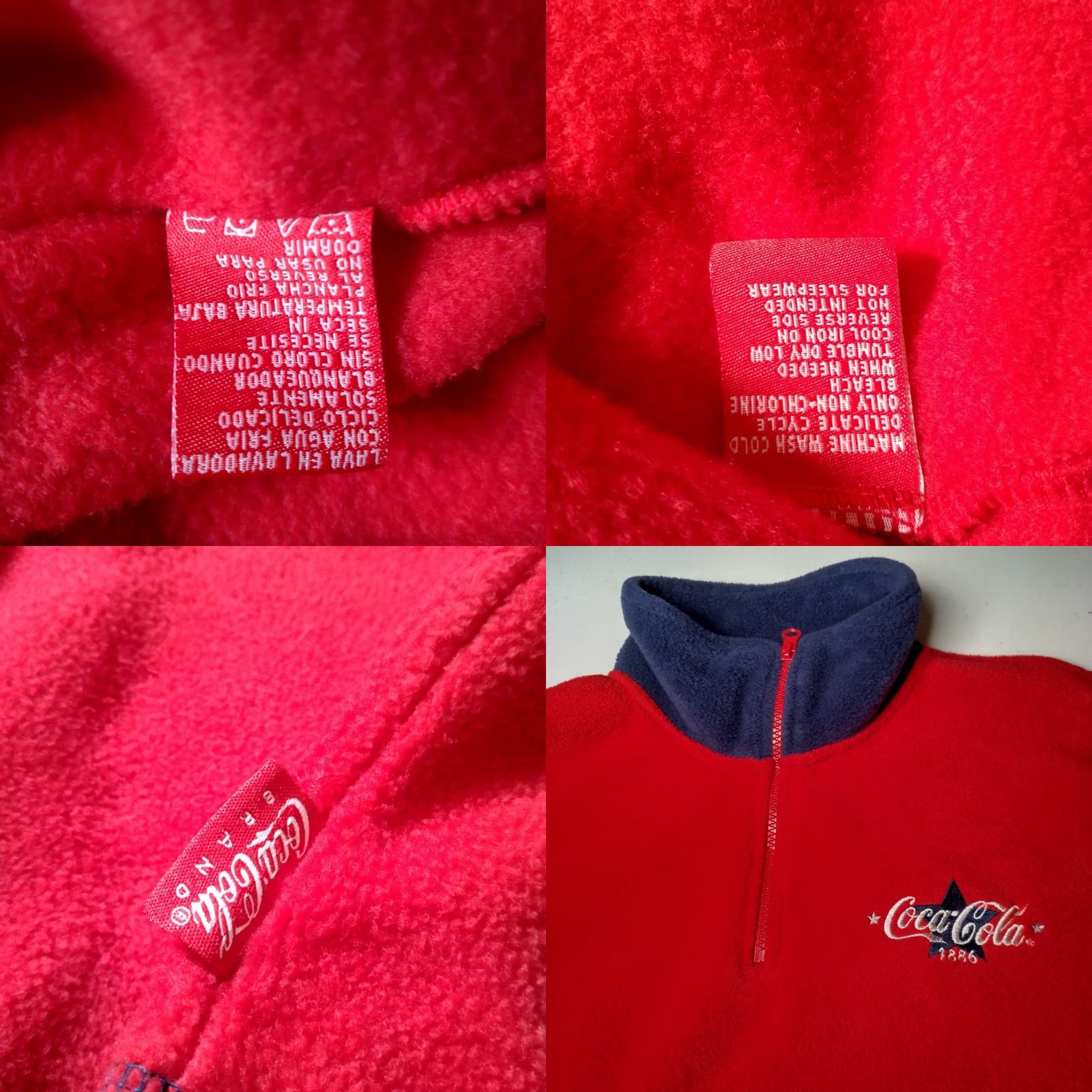 Vintage VINTAGE Coca-Cola Fleece Jacket XL Red Embroidered Stand-Up Collar Jacket Men 1990s Soda Pop Size US XL / EU 56 / 4 - 8 Thumbnail
