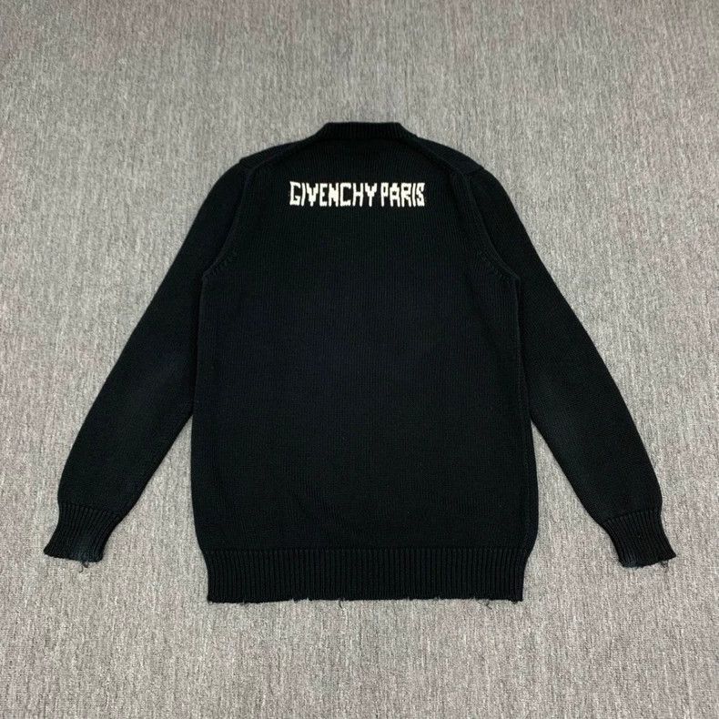 Givenchy Givenchy Black Large Logo Destroyed Knit Sweater, Size XL Size US XL / EU 56 / 4 - 2 Thumbnail