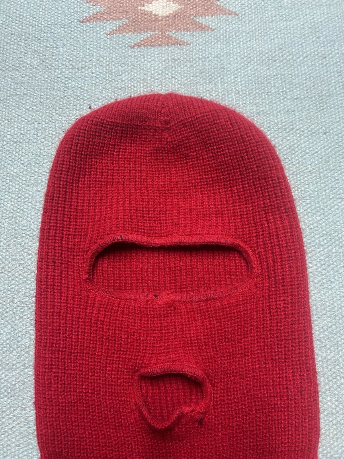 Vintage Vtg knit beanie balaclava robber snowmobile hat OSFA 2 hole Size ONE SIZE - 3 Thumbnail