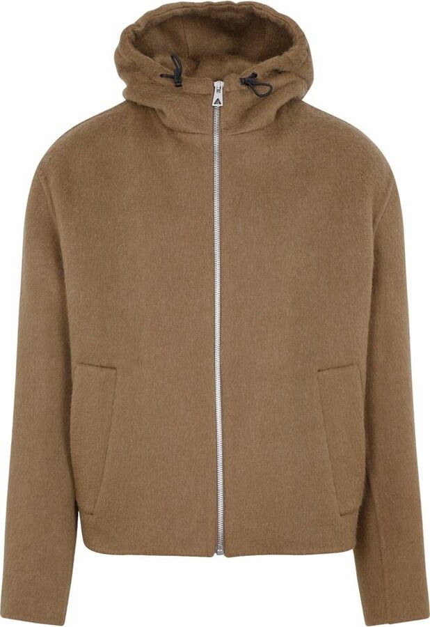 o1loc1c0324 716566 Double Face Alpaca Hooded Coat in Beige