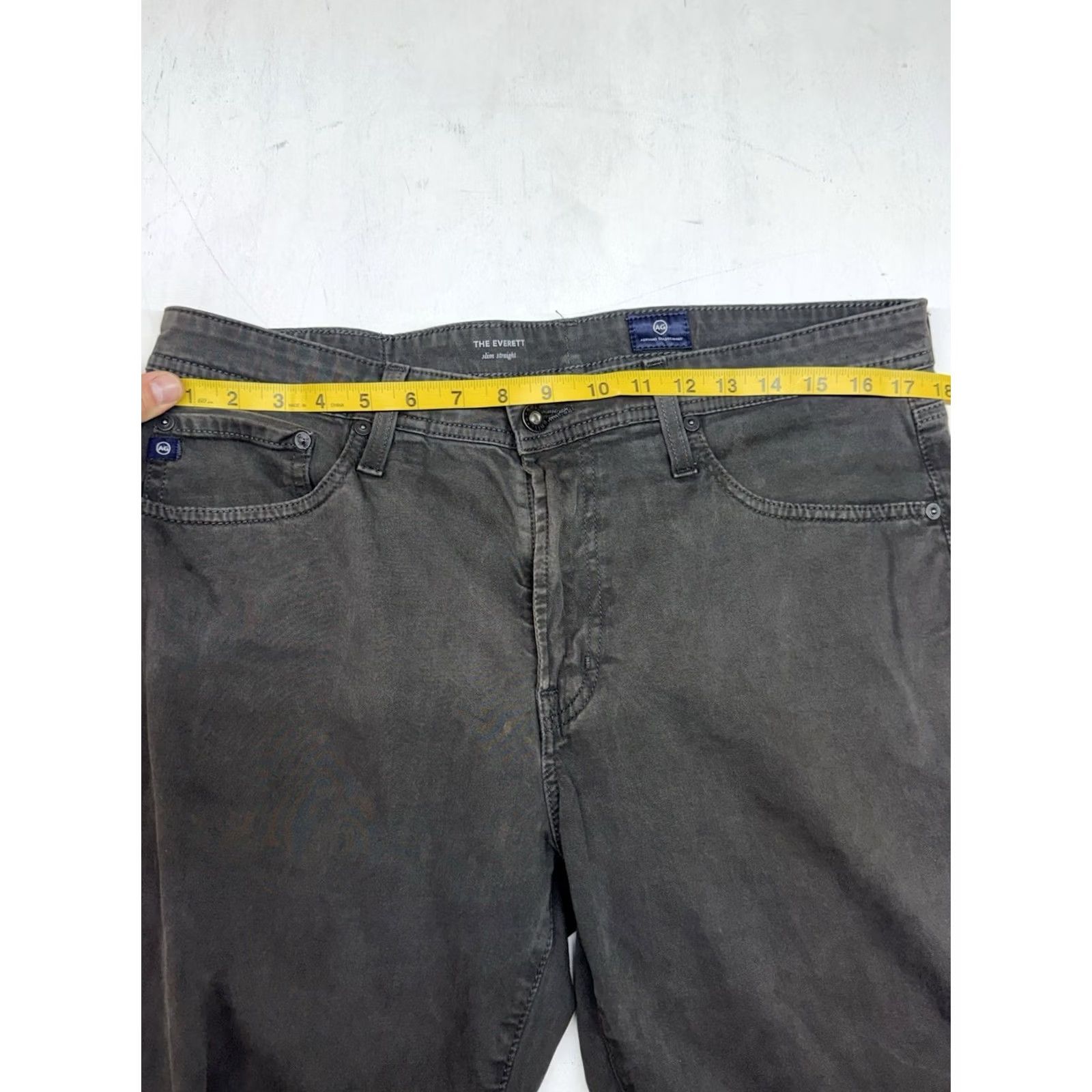 Vintage AG Adriano Goldschmied The Everett Slim Straight Chino Pants Gray Mens 34x34 Slim Flat Front 5-Pocket Logo Cotton Size US 34 / EU 50 - 6 Thumbnail