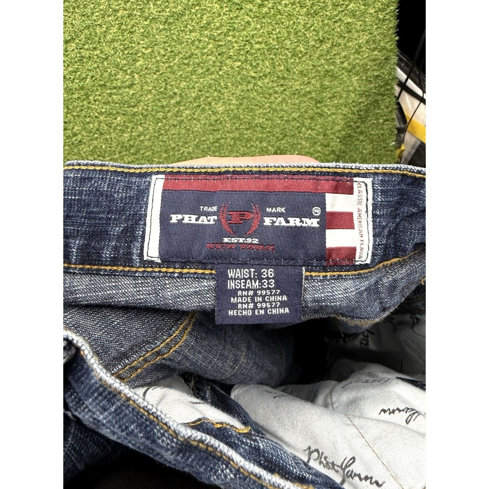 Phat Farm VINTAGE Phat Farm Jeans Mens 36x33 Blue Loose Baggy Fit Y2K 90s Denim Wide Leg Jeans Mens Blue 90s Hip Hop Phat Farm DP491401 Size US 36 / EU 52 - 4 Thumbnail