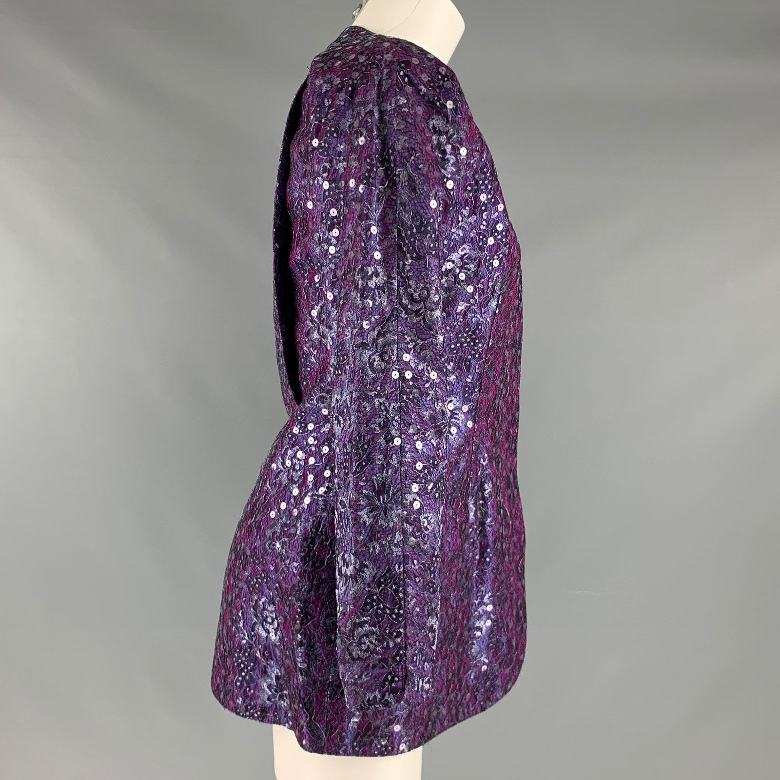 Geoffrey Beene GEOFFREY BEENE Size M Purple Sequined Evening Blazer Size M / US 6-8 / IT 42-44 - 2 Thumbnail