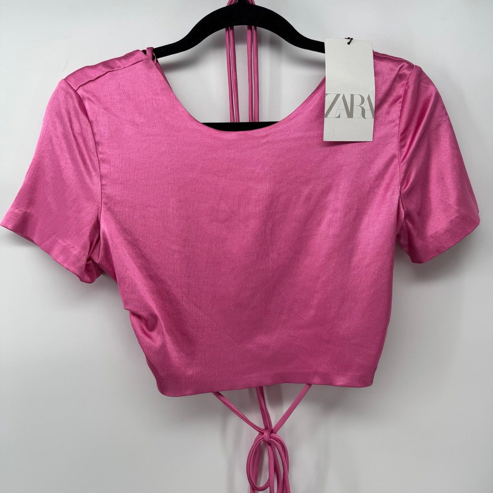 Zara Zara Pink Open Back Short Sleeve Shirt Womens Size Medium Size M / US 6-8 / IT 42-44 - 1 Thumbnail