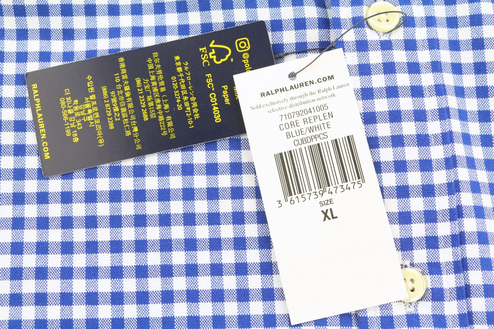 Ralph Lauren CORE REPLEN XL Blue Check Button-Down Neck Casual 87007 Size US XL / EU 56 / 4 - 8 Thumbnail