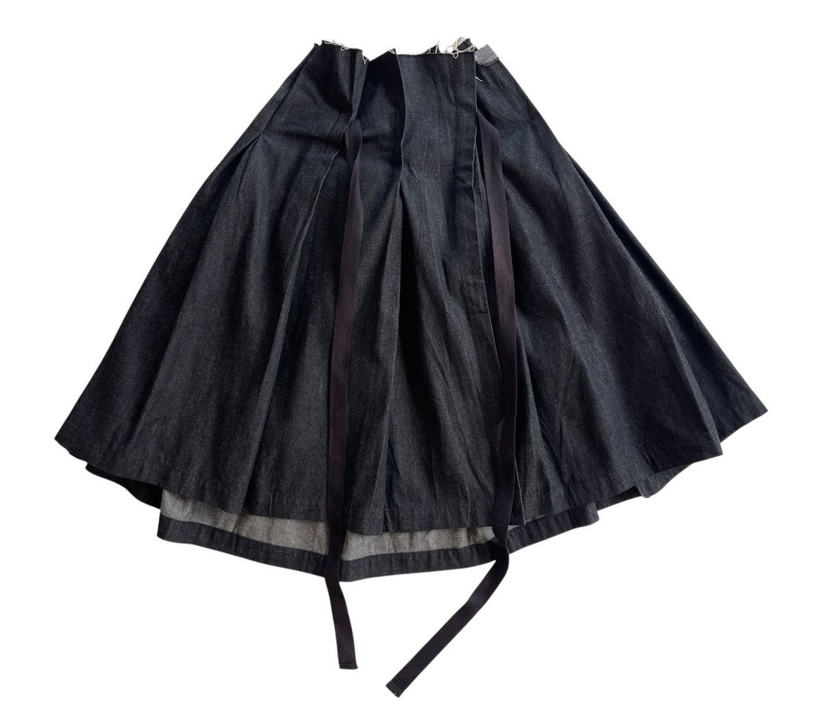 Tricot Comme des Garcons AD1998 Runway Raw-Edge Denim Skirt Tie Waist Size 31" - 8 Thumbnail