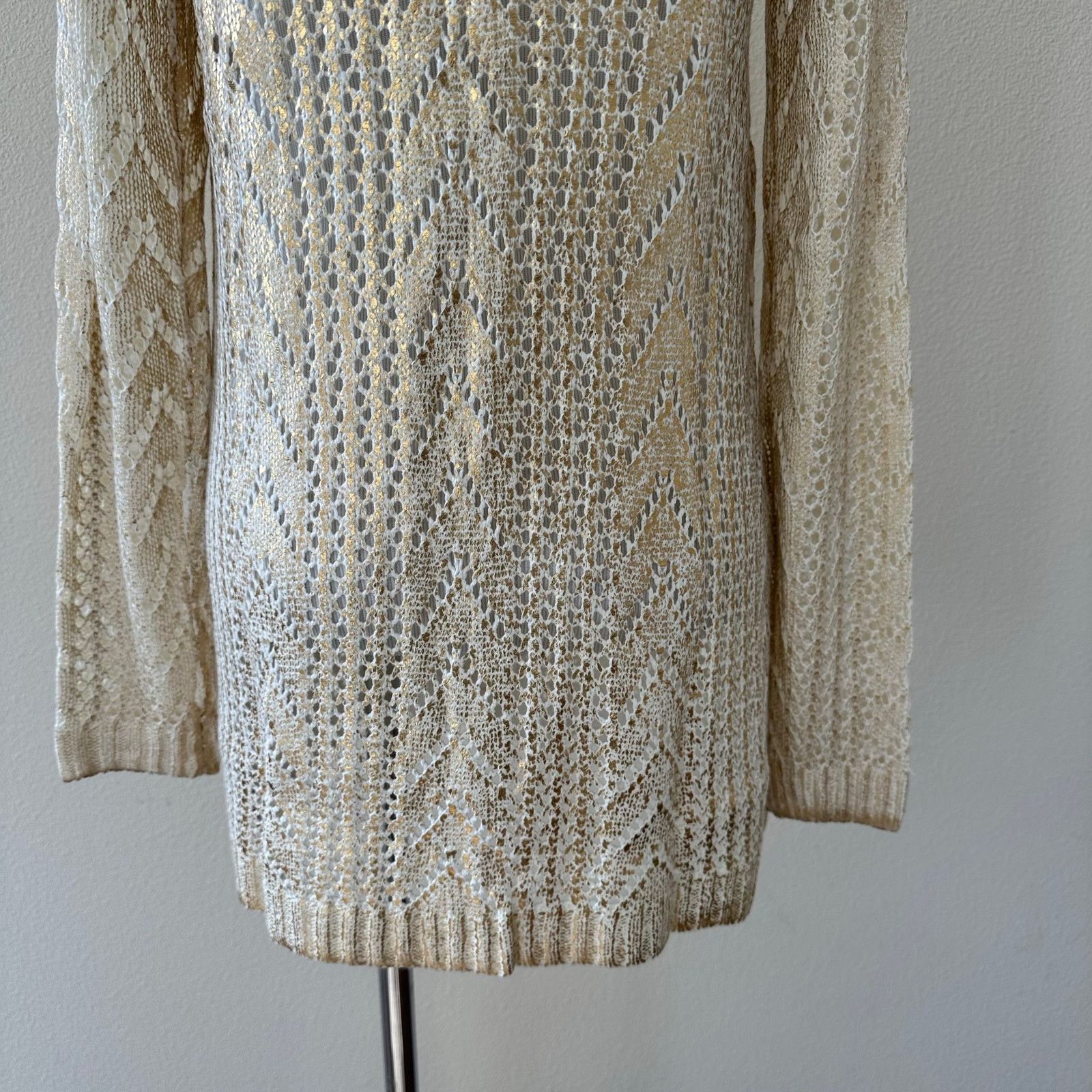 Other Gold Shimmer Women's Sweater Acrylic Cardigan Size 4-6 Size M / US 6-8 / IT 42-44 - 7 Thumbnail