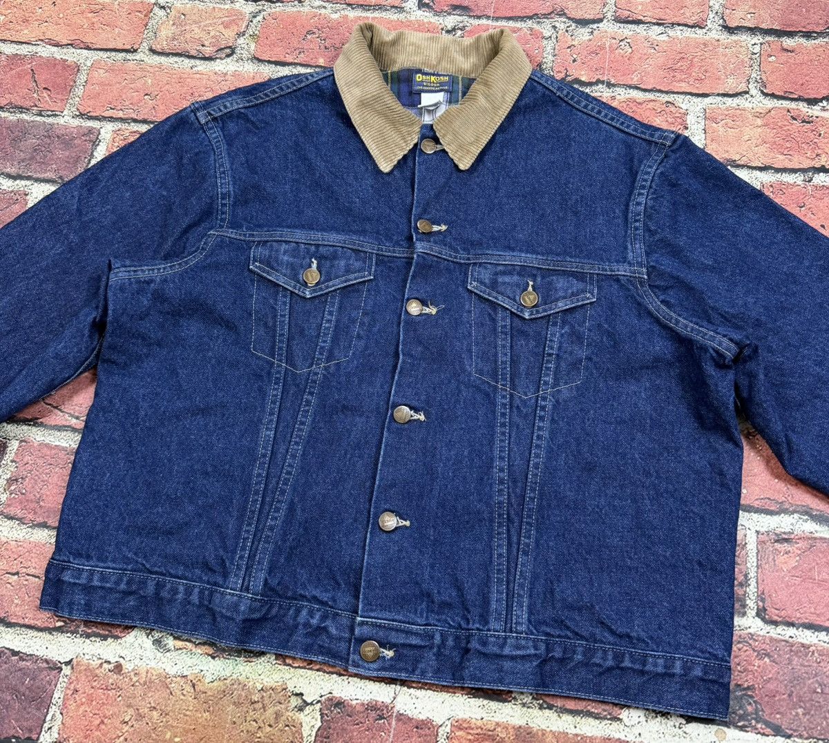 Oshkosh Vintage 80s OshKosh Bgosh Flannel Lined Denim Trucker Jacket Size US XL / EU 56 / 4 - 7 Thumbnail