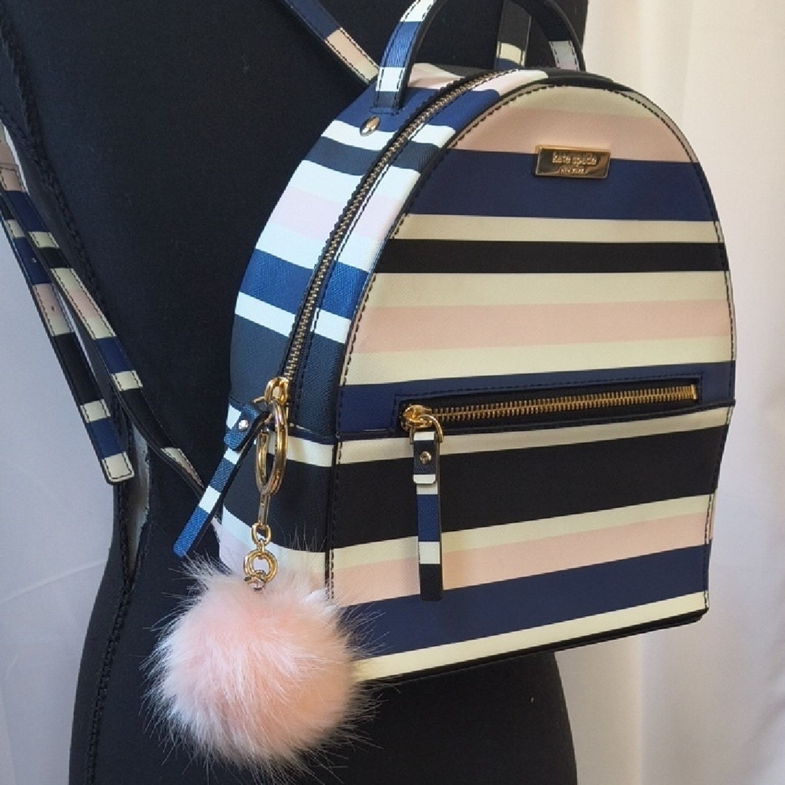 Kate Spade Kate Spade Navy and Pink Striped Backpack Size ONE SIZE - 7 Thumbnail
