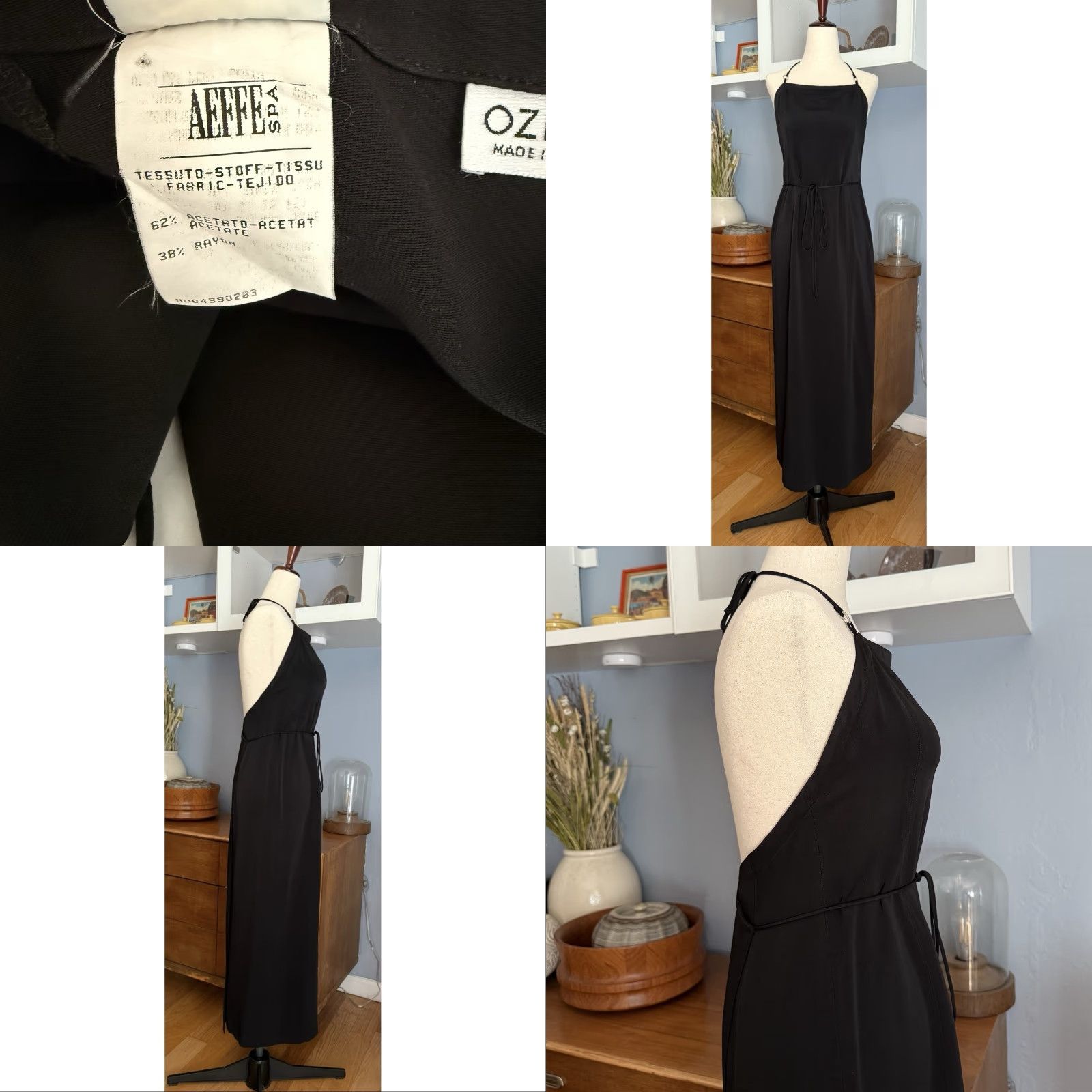 Vintage VINTAGE Ozbek Black Wrap Maxi Dress Made In Italy Size US 10 XS/S Net Size XS / US 0-2 / IT 36-38 - 8 Thumbnail