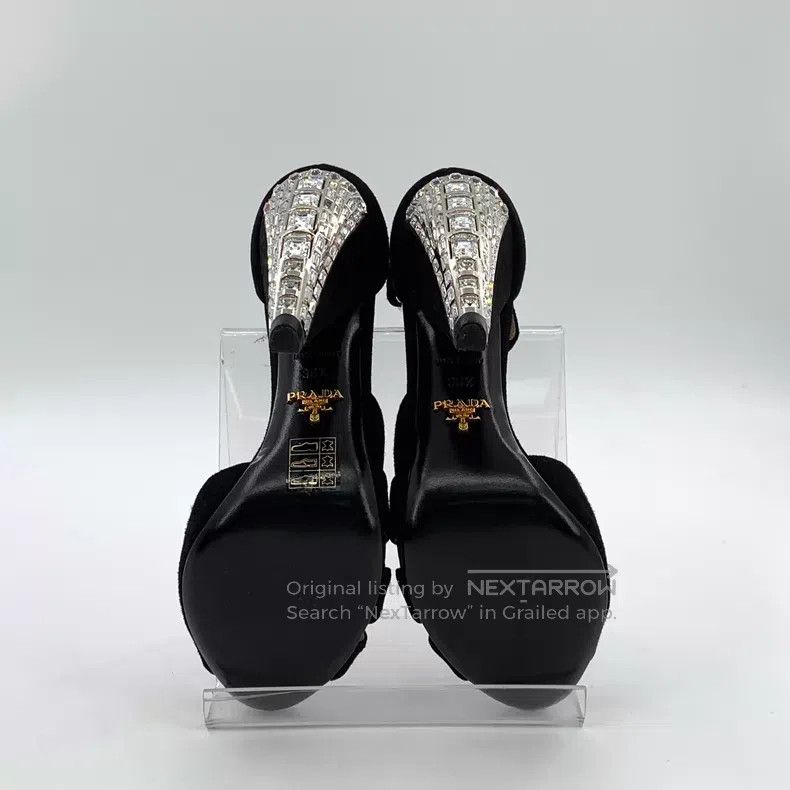 Prada Prada Black one-character buckle diamond high-heeled shoes Size US 6 / IT 36 - 5 Thumbnail