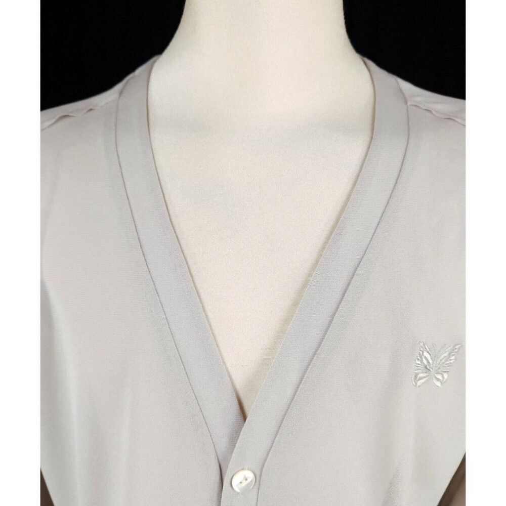 Needles Poly Mesh V-Neck Cardigan in Taupe Size M New