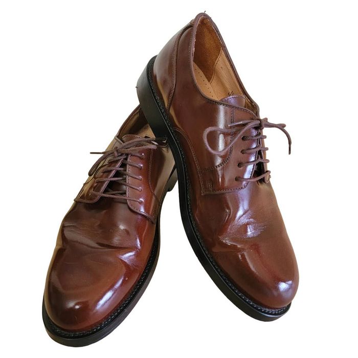 Gran Sasso Gran Emico Patent Leather Brown Derby Dress Shoes 10 | Grailed