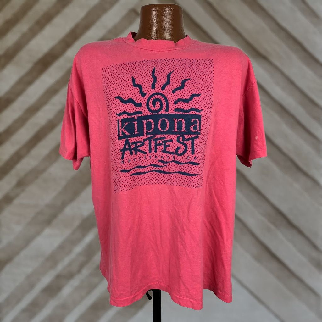 Hanes VINTAGE 90s Kipona Art Fest Shirt XL Salmon Pink Adult Unisex USA Size US XL / EU 56 / 4 - 1 Thumbnail