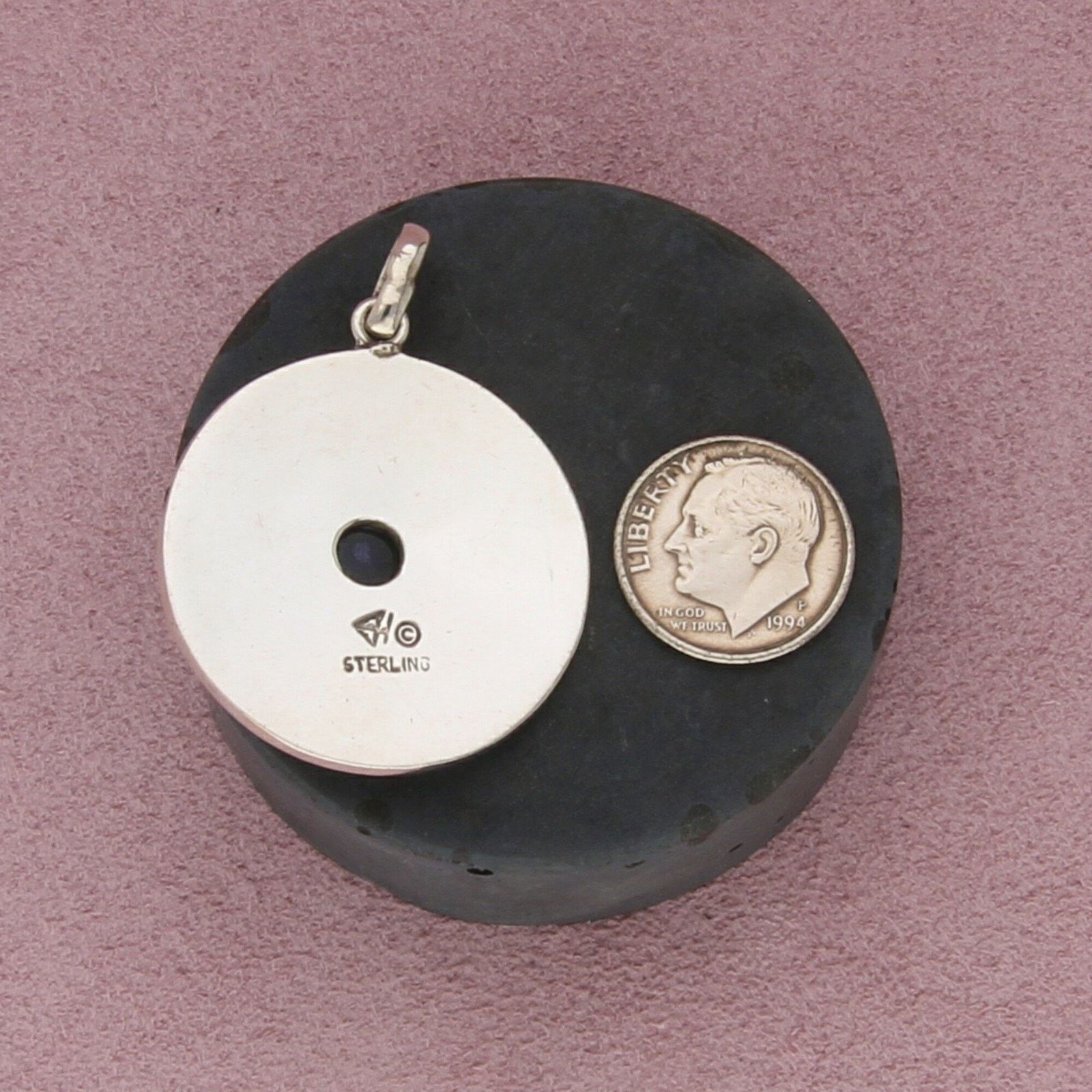 Sterling Silver sterling silver vintage amethyst disc pendant Size ONE SIZE - 3 Thumbnail