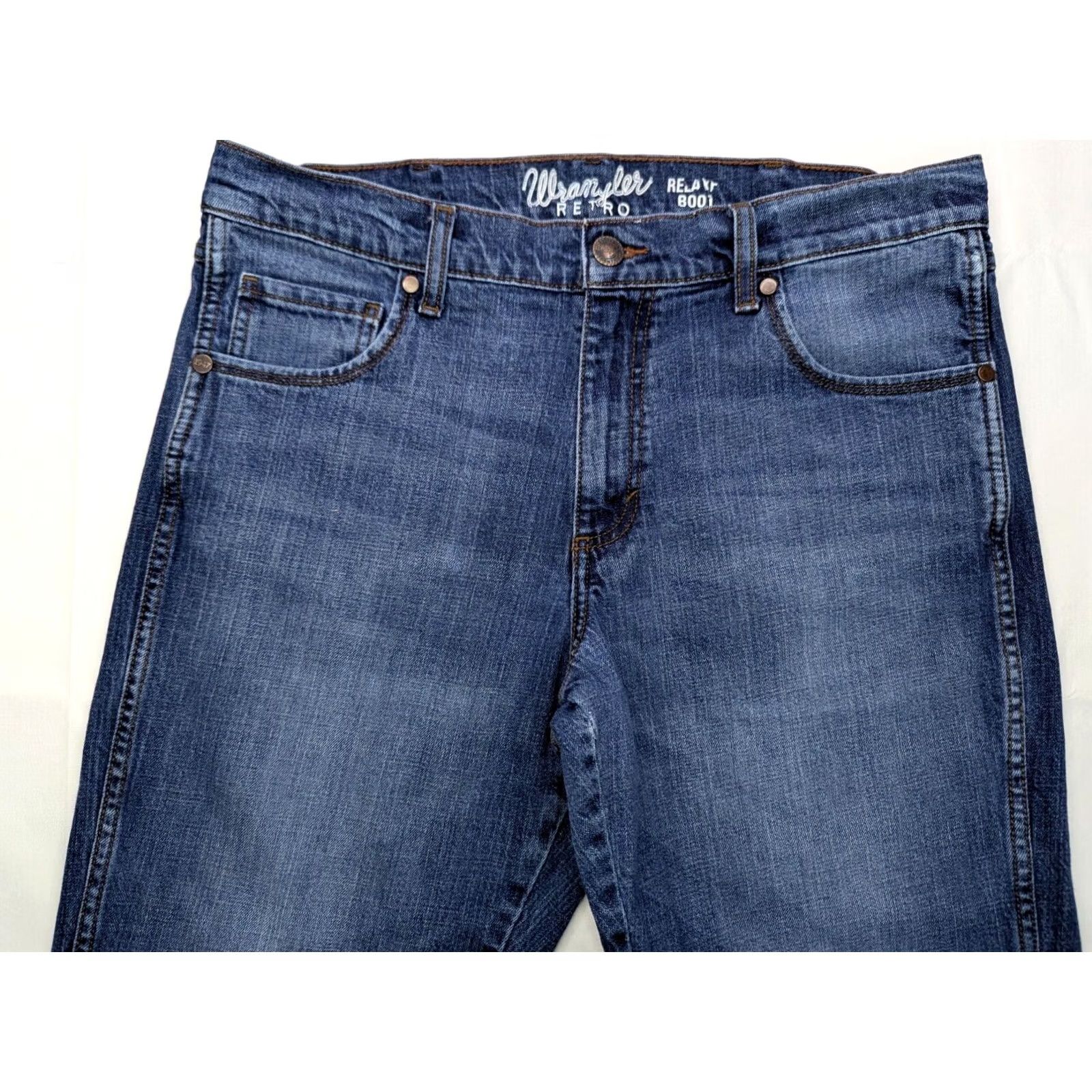Wrangler VINTAGE Wrangler Retro Relaxed Boot Cut Western Jeans Men 35x35 Blue Denim Cotton Spandex 5-Pocket WRT20JH Mens Boots/ Cowboy style 90s/00s Size US 35 - 4 Thumbnail