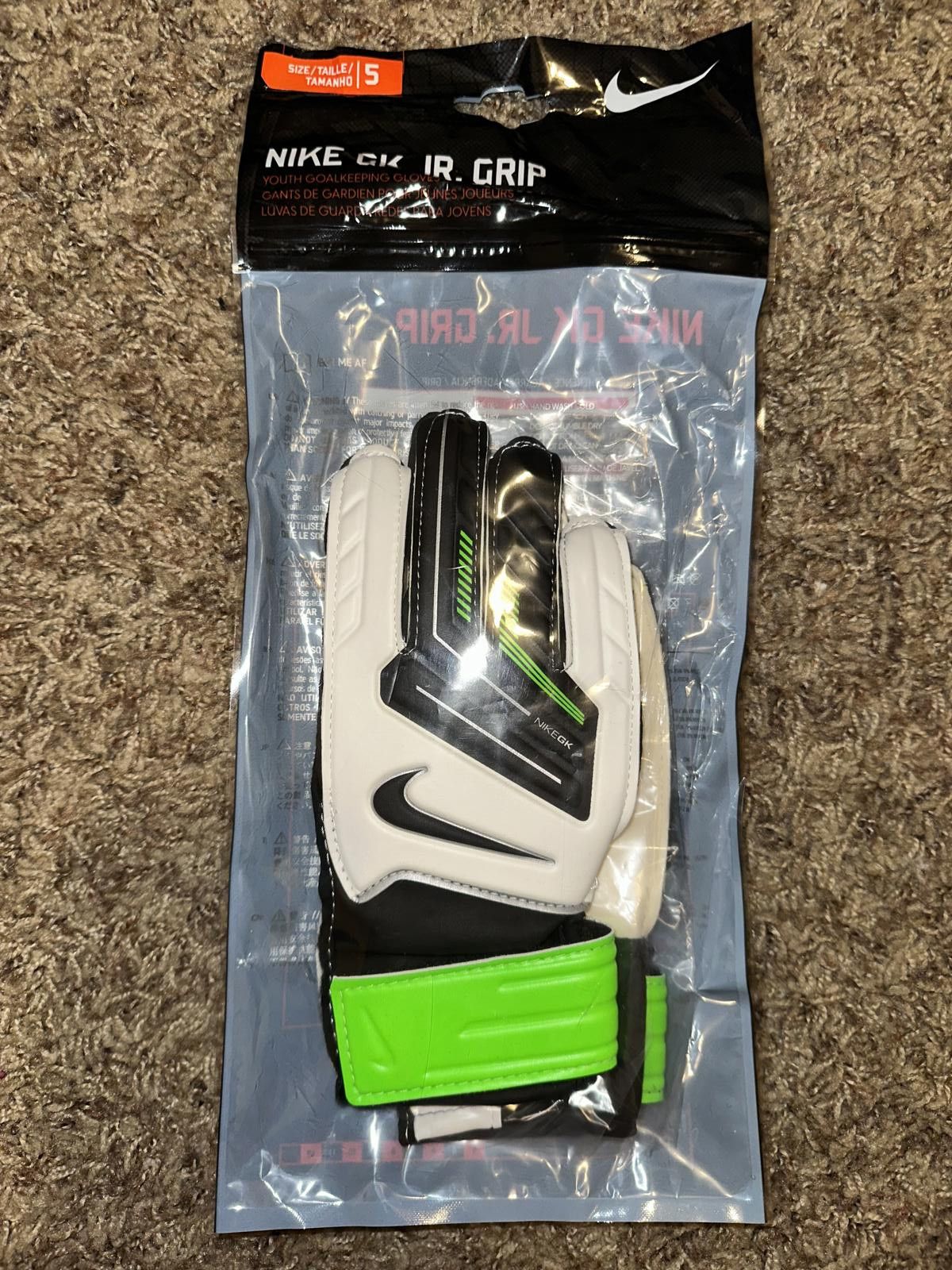 Nike Nike Youth Goalkeeper Volt Black White GK Classic Glove Size ONE SIZE - 1 Thumbnail