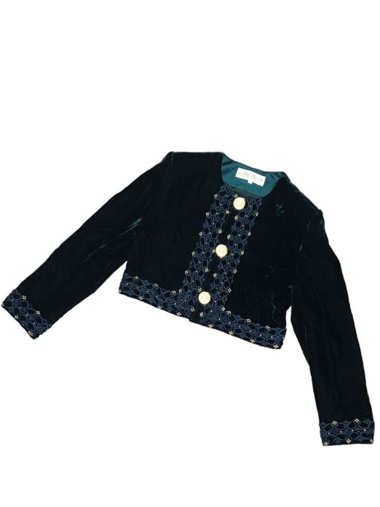 Givenchy Givenchy Green Velvet Embellished Jacket Size L / US 10 / IT 46 - 1 Thumbnail
