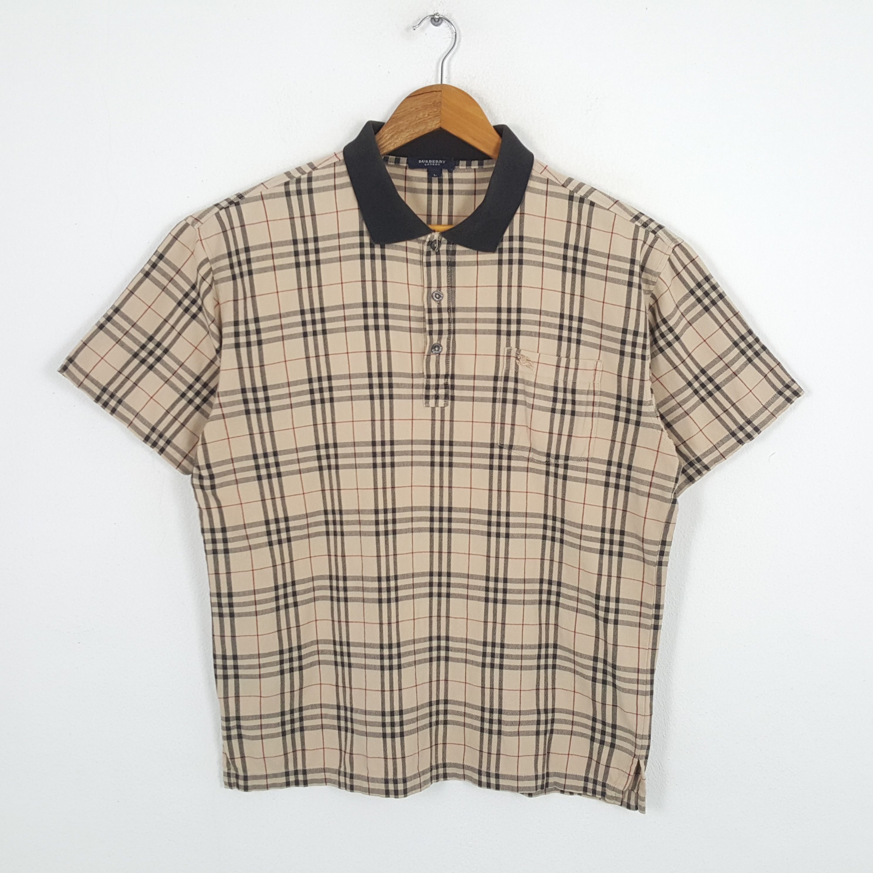 Vintage BURBERRY LONDON Nova Check Design Polos Shirts