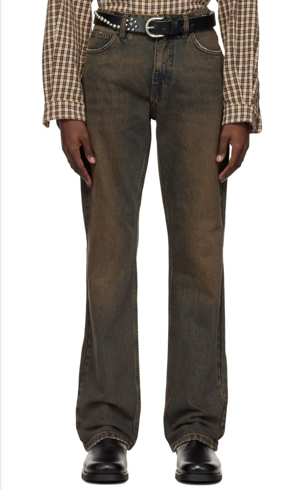 Guess 2022 Guess USA Nicolai Marciano Brown Tinted Flare Jeans Size US 31 - 6 Thumbnail
