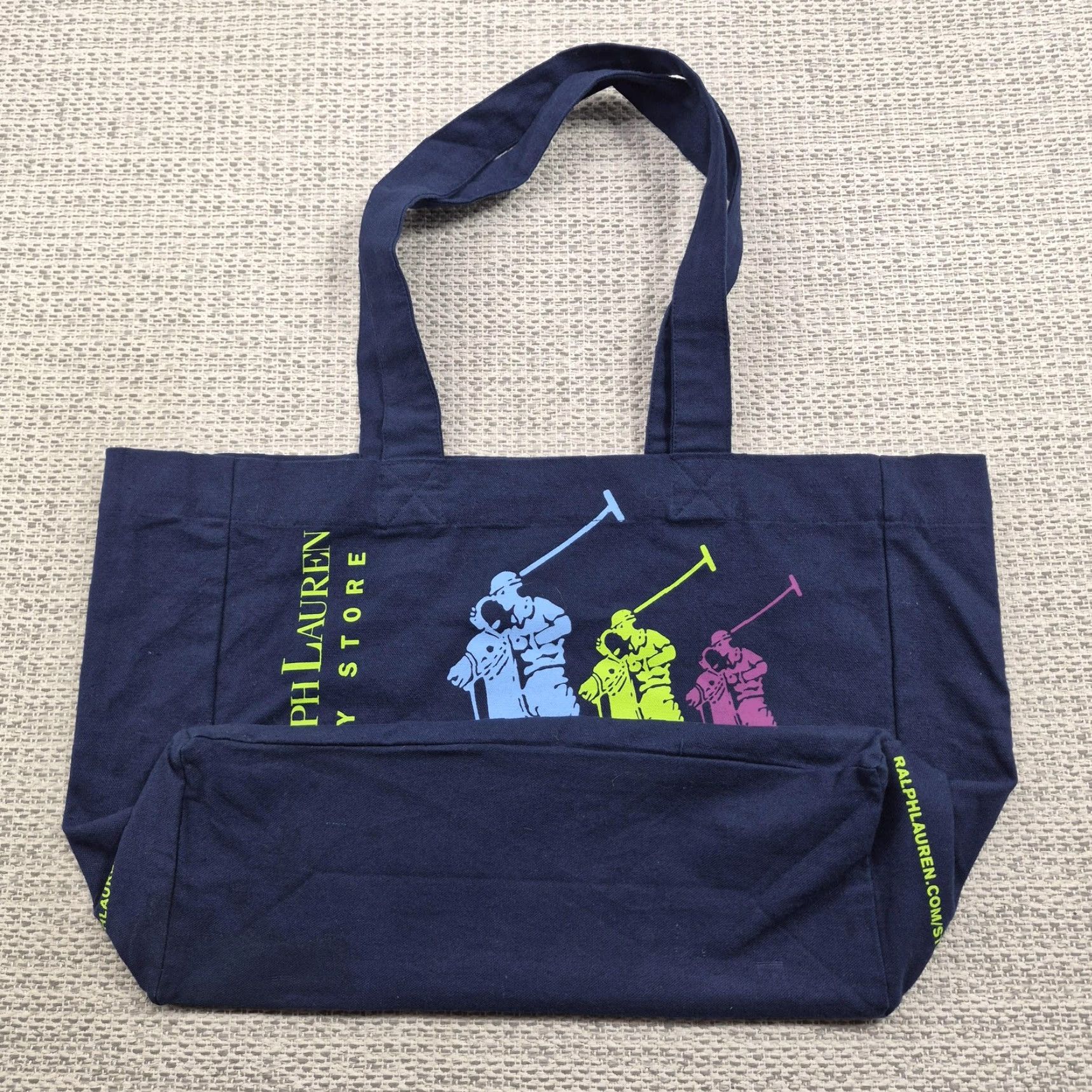 Polo Ralph Lauren Polo Ralph Lauren Tote Bag Womens Large Blue Cotton Graphic Horse Size ONE SIZE - 5 Thumbnail