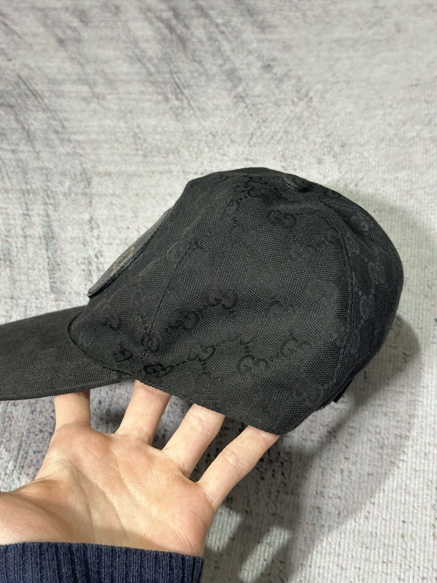 Gucci Gucci Hat GG Monogram Leather Patch Logo Black Size ONE SIZE - 5 Thumbnail