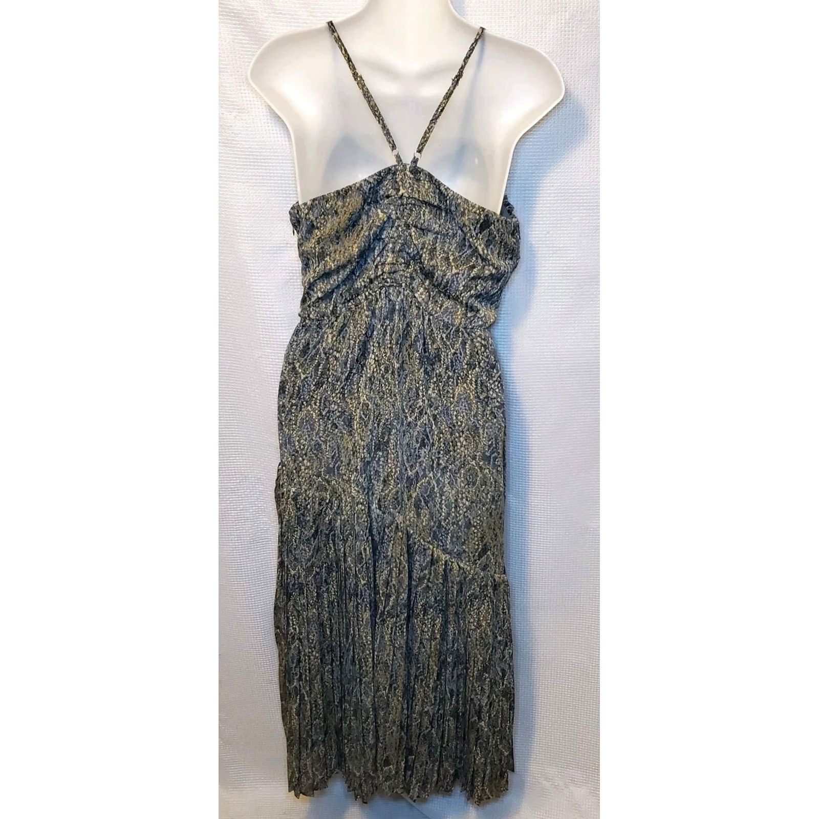 Anthropologie Anthropologie BTFL-life Bias Maxi Sleeveless Dress Sm Snake Print Micro Pleat Size S / US 4 / IT 40 - 2 Thumbnail