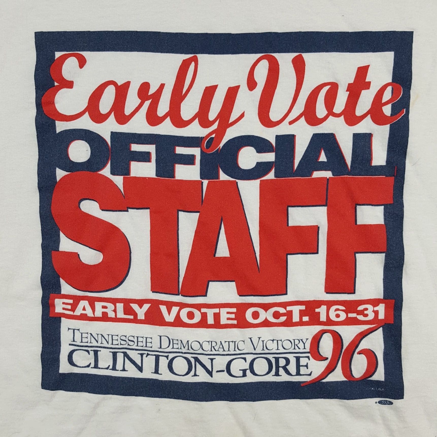 Fruit Of The Loom VINTAGE Bill Clinton Gore President Election XL T Shirt 90s Democrat Vote Fruit of the Loom White Cotton Embroidered Logo Mens Size US XL / EU 56 / 4 - 2 Thumbnail