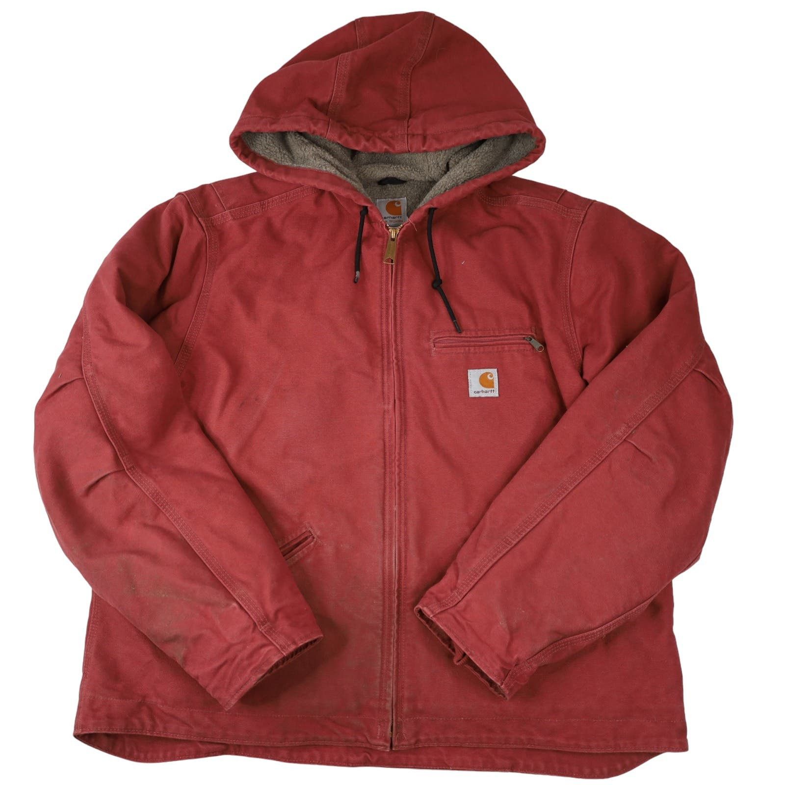 Image of Carhartt Wj141 Canvas Sherpa Lined Work Jacket in Pink, Women's (Size XL)