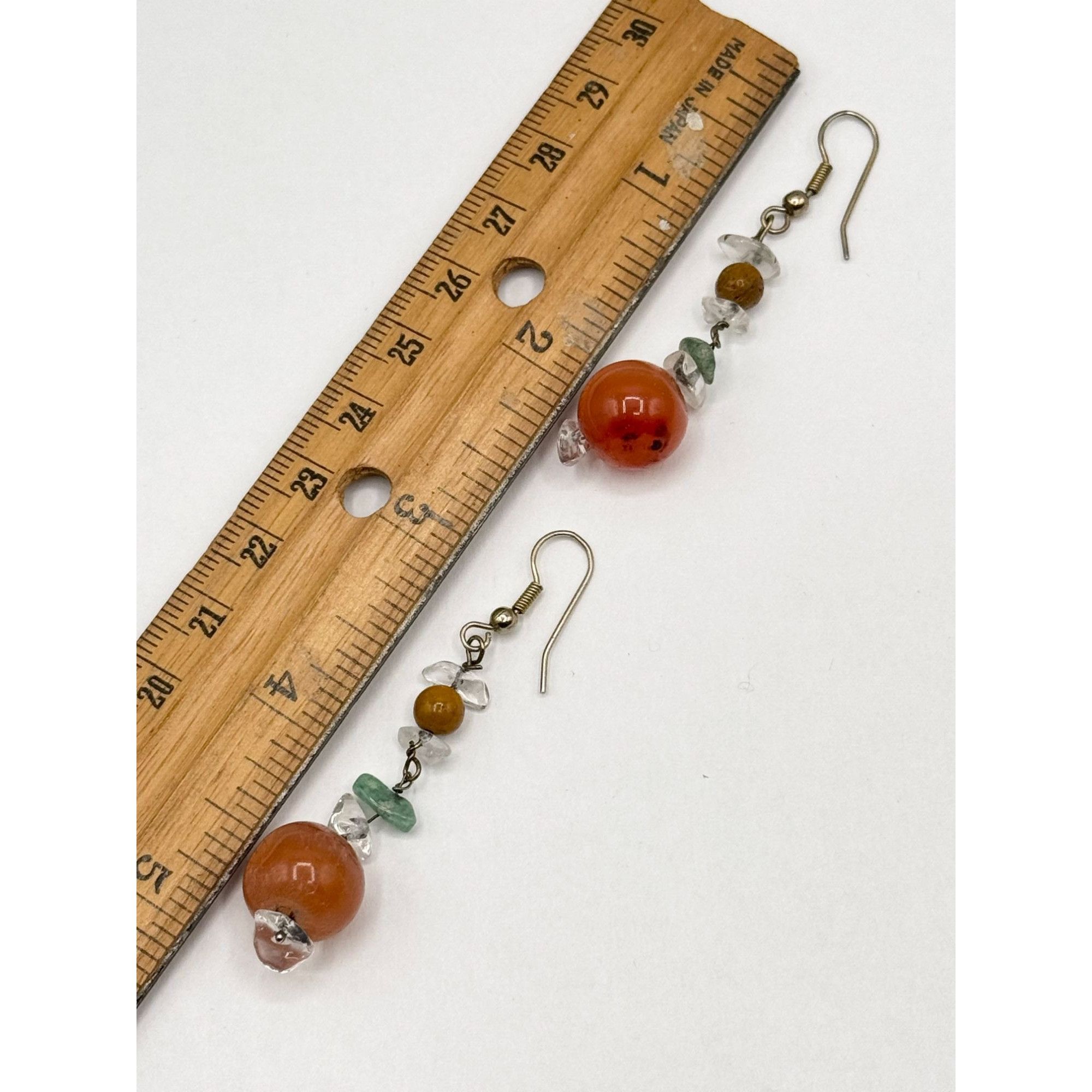 Orange quartz stone dangle drop earrings