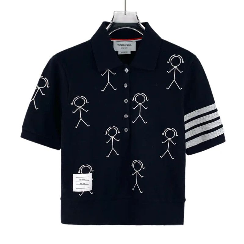 Thom Browne Thom Browne Women's Navy Cotton T-Shirt 0089 Size S / US 4 / IT 40 - 1 Thumbnail