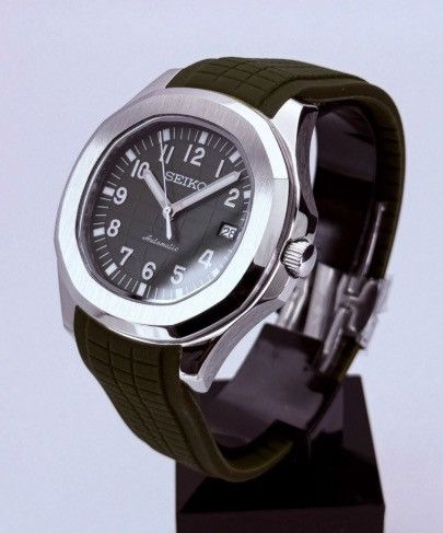 Japanese Brand Seiko Mod Aquanaut Green Dial Steel Watch Rubber Strap 41mm Size ONE SIZE - 3 Thumbnail
