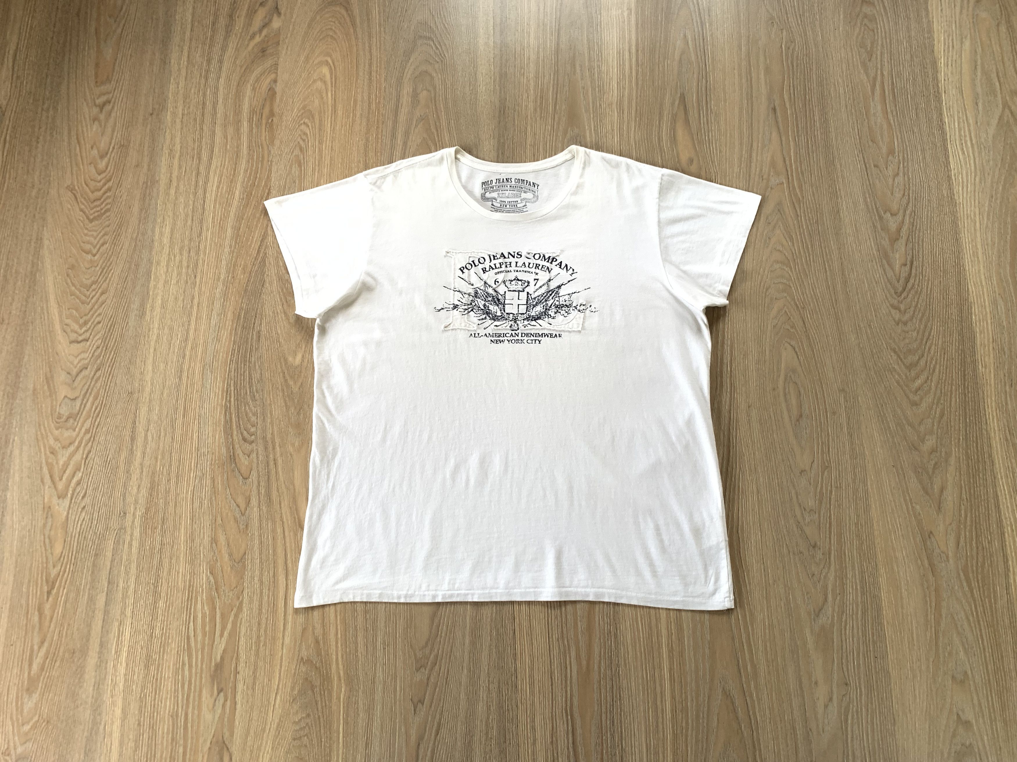 Polo Ralph Lauren × Vintage Polo Ralph Lauren White Printed Logo T-Shirt Size US XXL / EU 58 / 5 - 1 Thumbnail