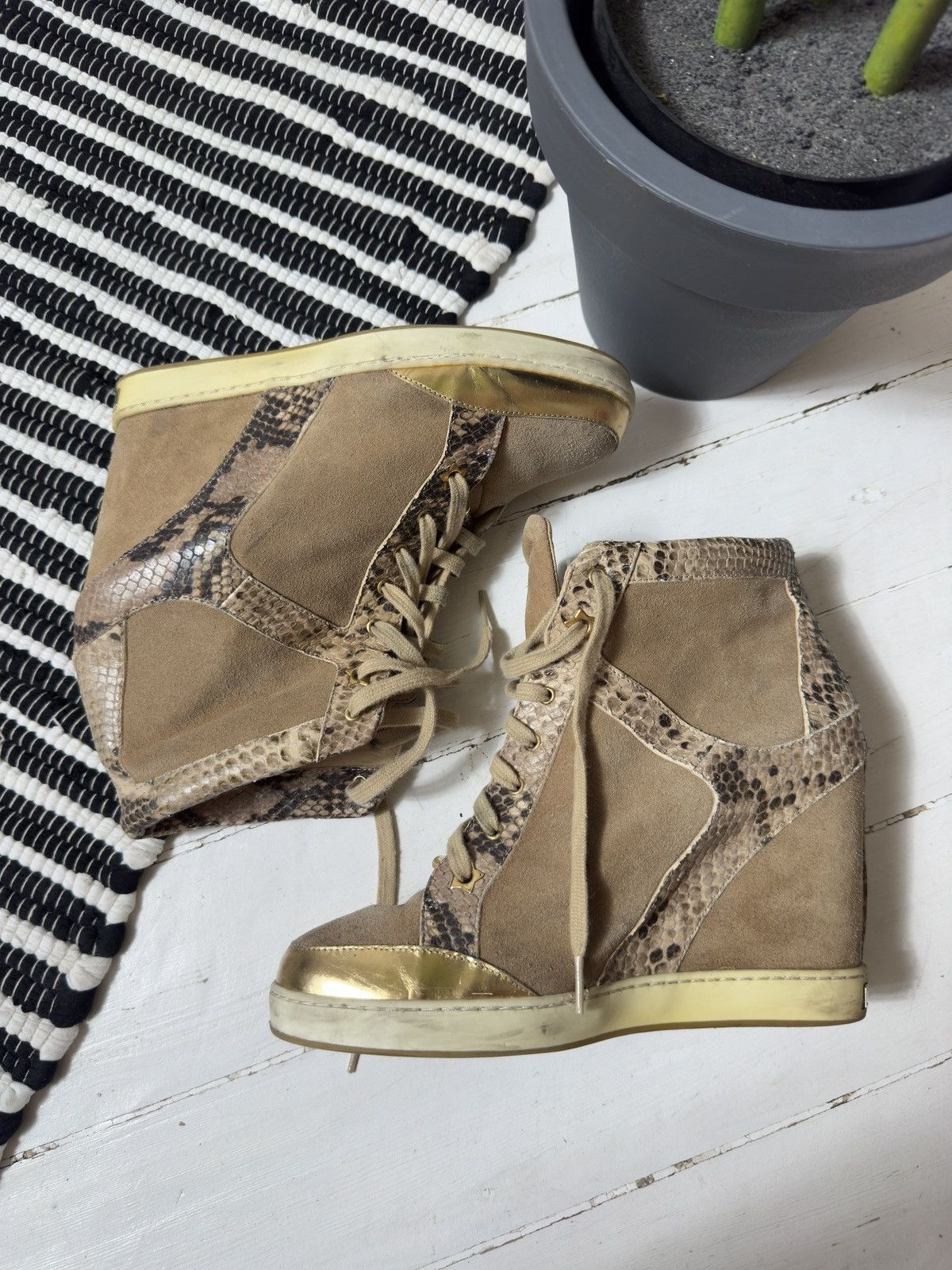 Jimmy Choo VINTAGE JIMMY CHOO BECKETT HIGH PLATFORM SNEAKERS SHOES Size US 10 / IT 40 - 15 Thumbnail