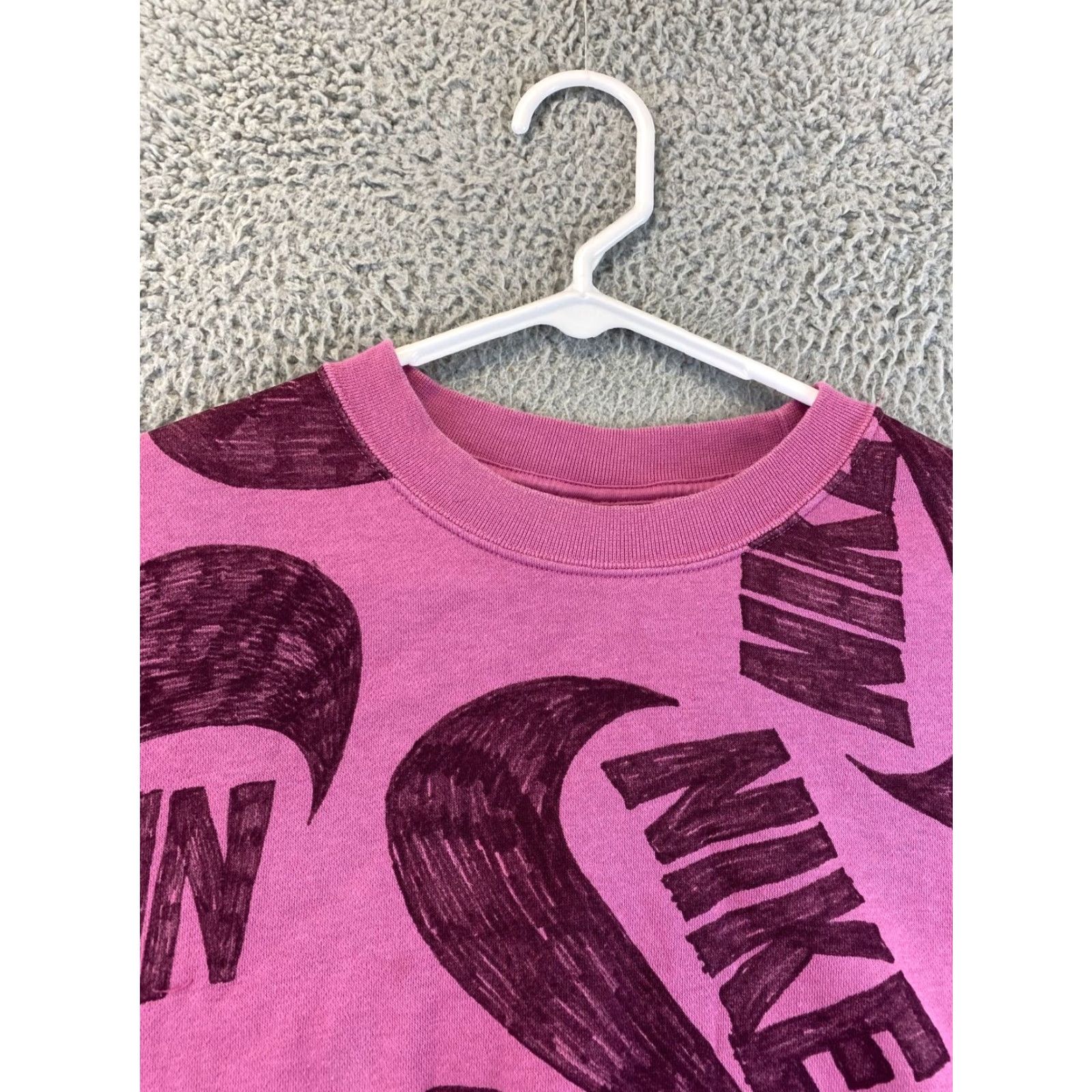 Nike Nike Womens Sweatshirt XL Purple Cropped Long Sleeve Pullover / 88-55 Vintage 90s Modern Classic (Mens Women) Size XL / US 12-14 / IT 48-50 - 3 Thumbnail