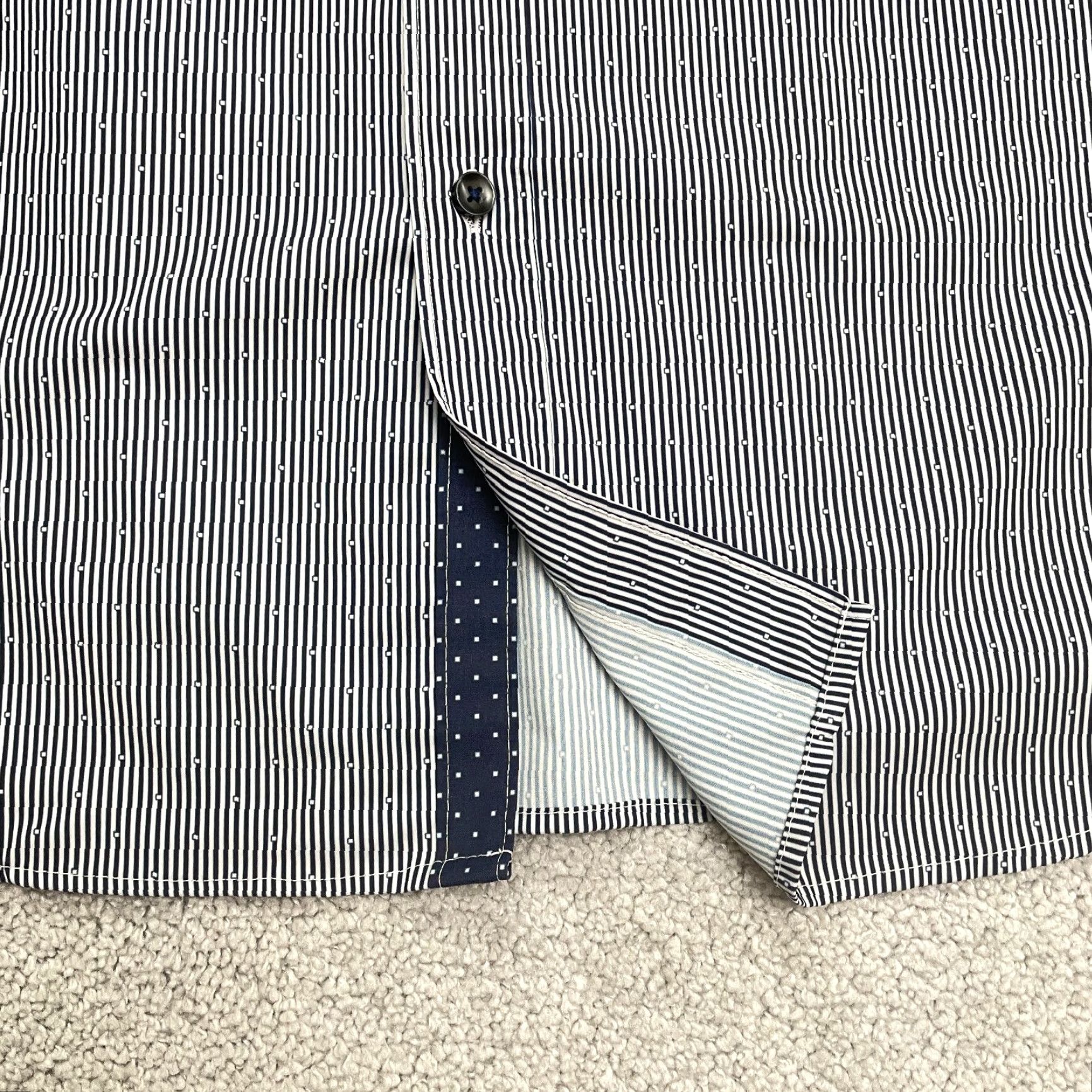 Vintage Construct Dress Shirt Men L Blue Pinstripe Long Sleeve Flip Cuff Button-Down Size 42R - 4 Thumbnail